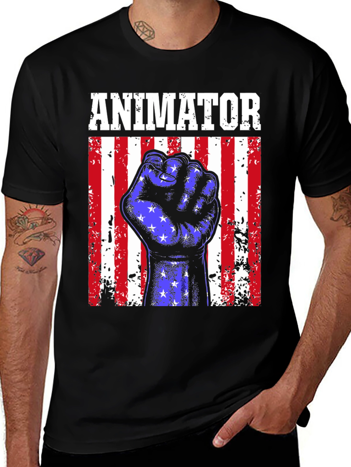 Animator American Flag Fist T-Shirt