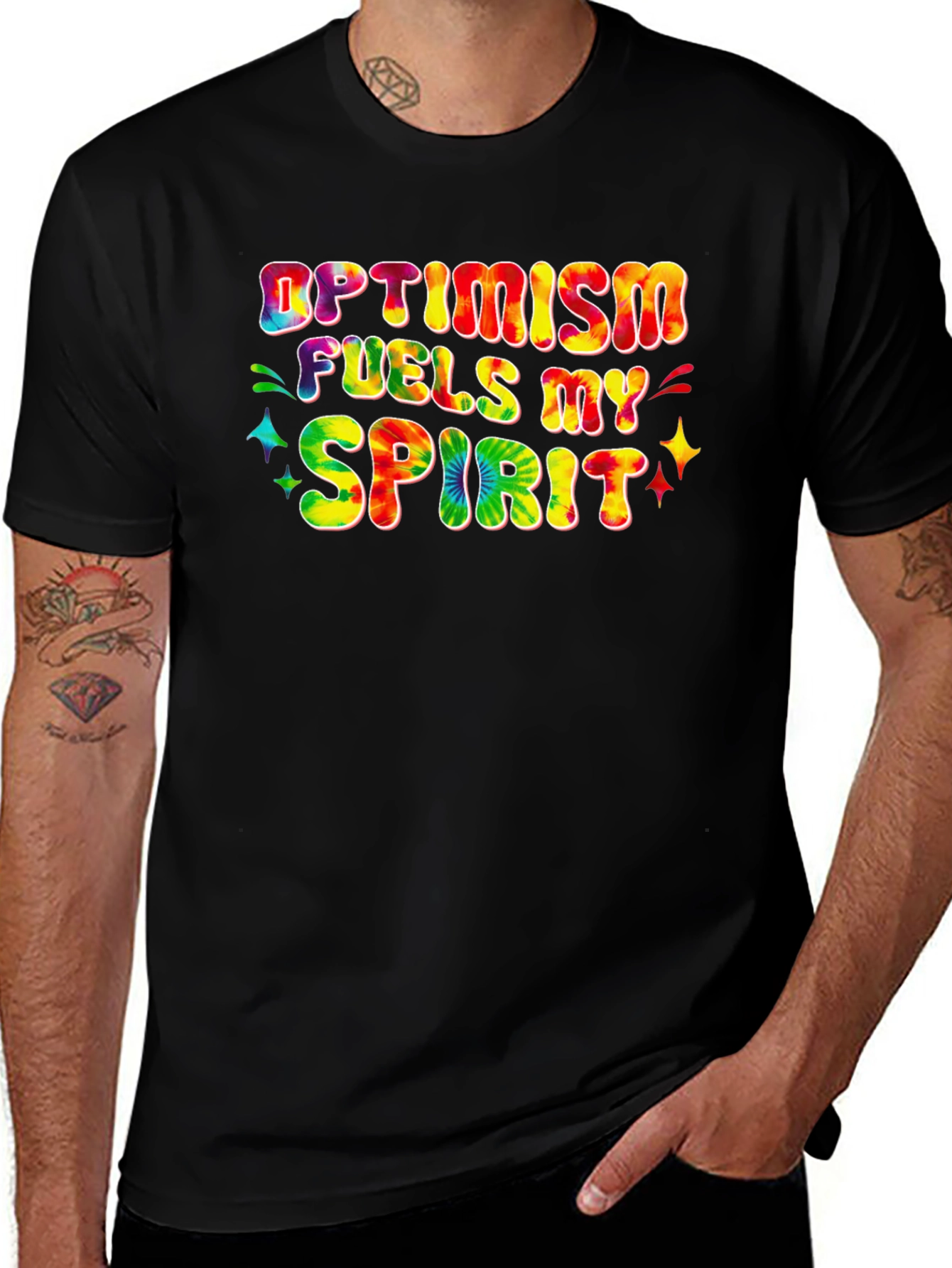 Variant 17 of Optimism Fuels My Spirit Tie Dye Graphic Tee