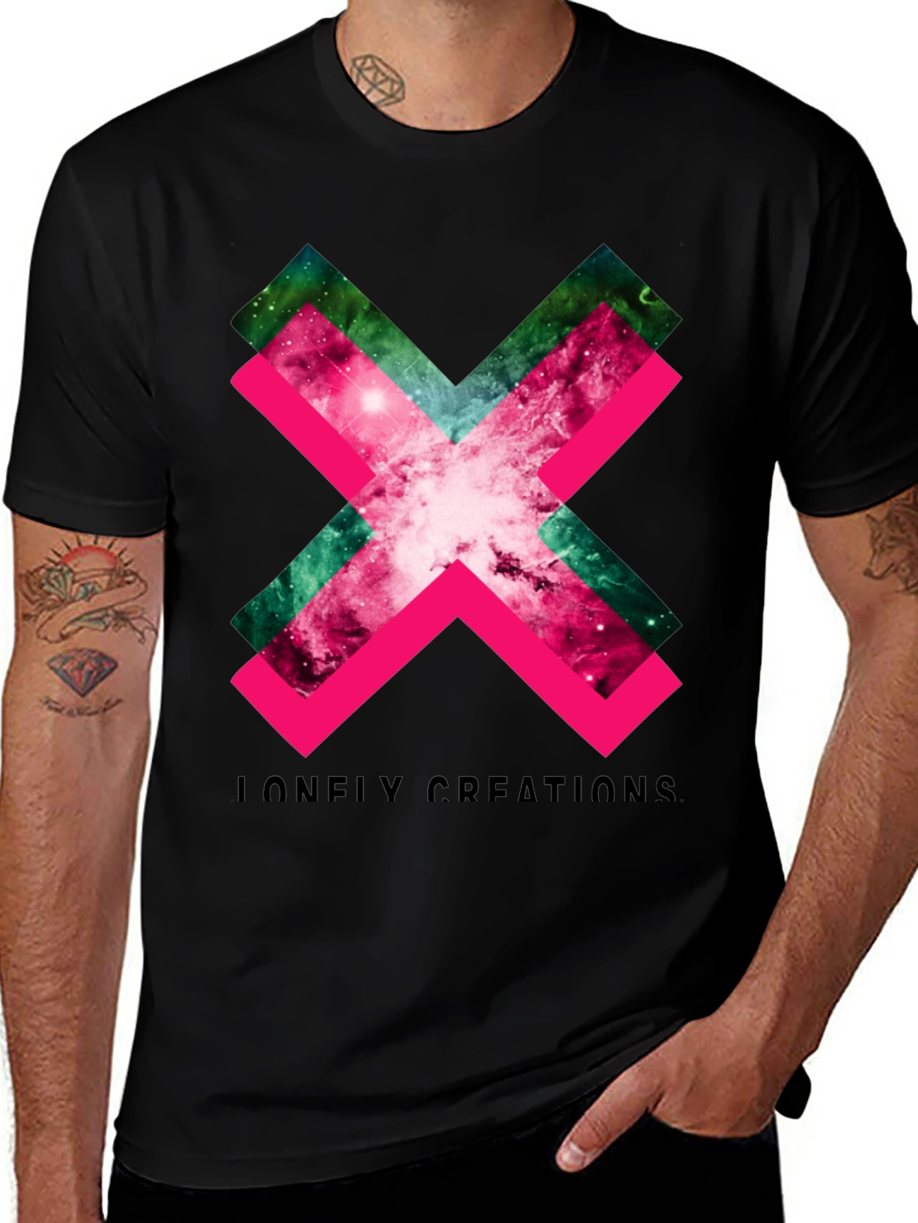 Variant 15 of Galaxy X Graphic Tee - Black Cotton Blend T-Shirt