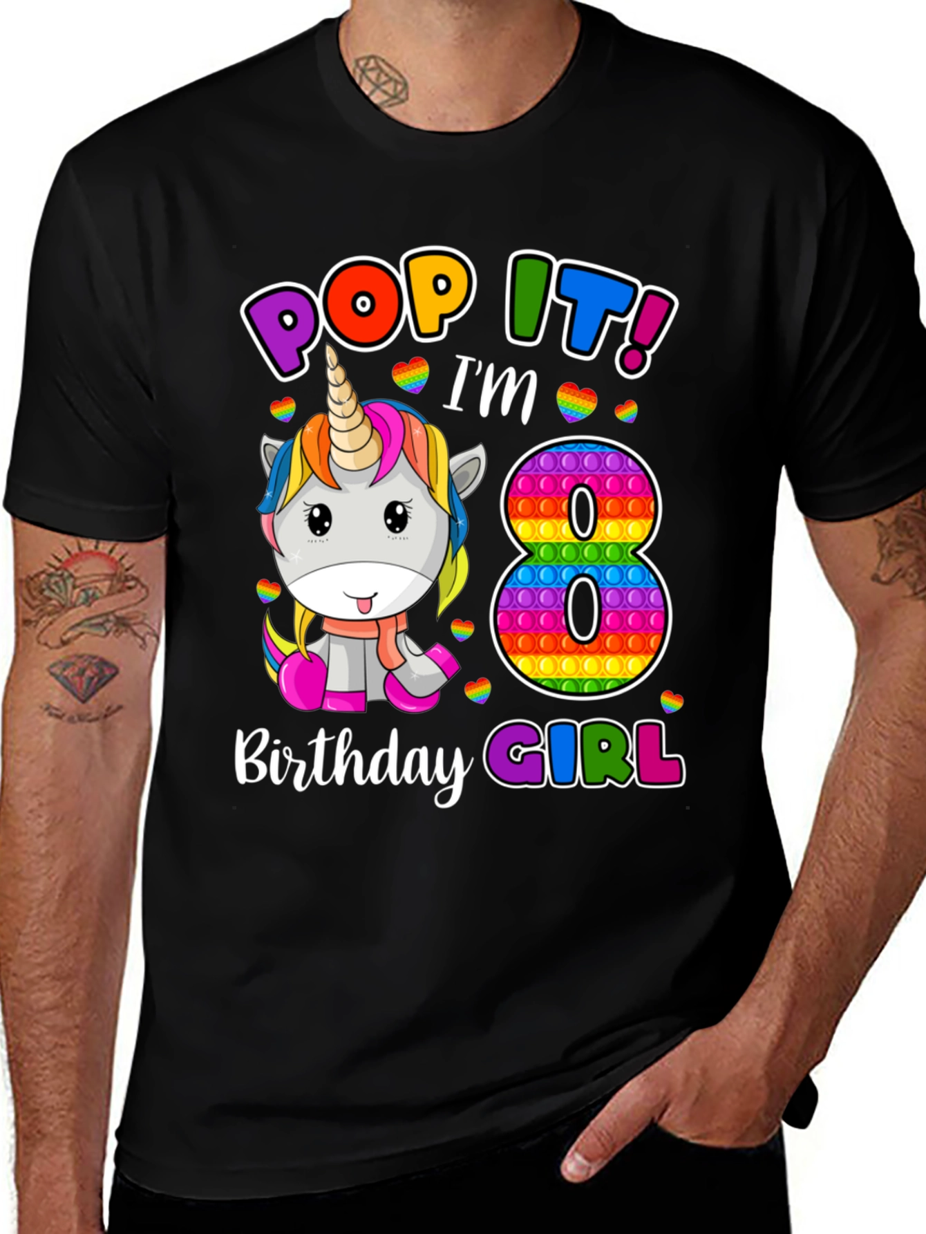 Variant 21 of Pop It 8th Birthday Girl Unicorn T-Shirt