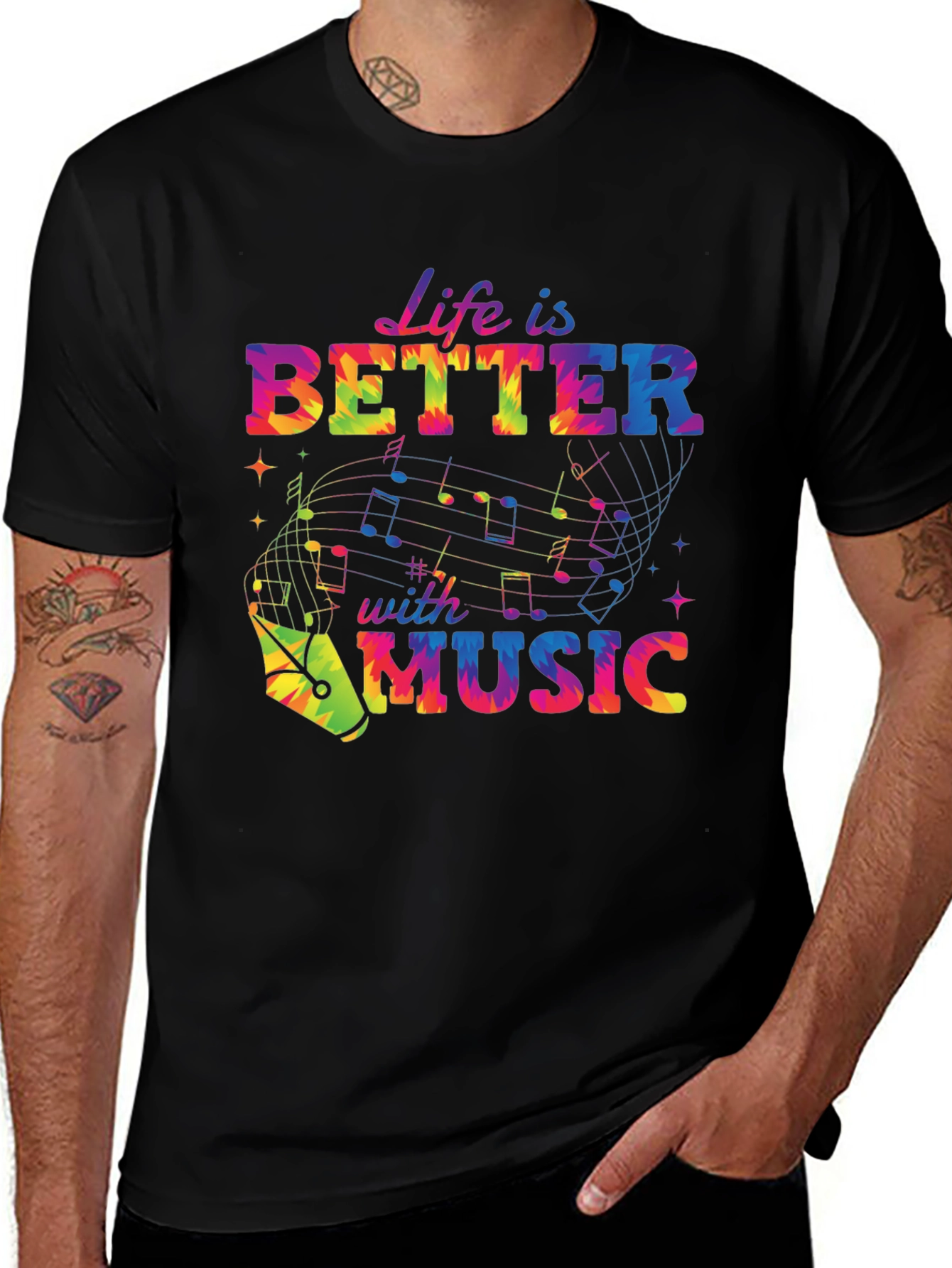 Variant 6 of Life is Better With Music Tie Dye Graphic Tee