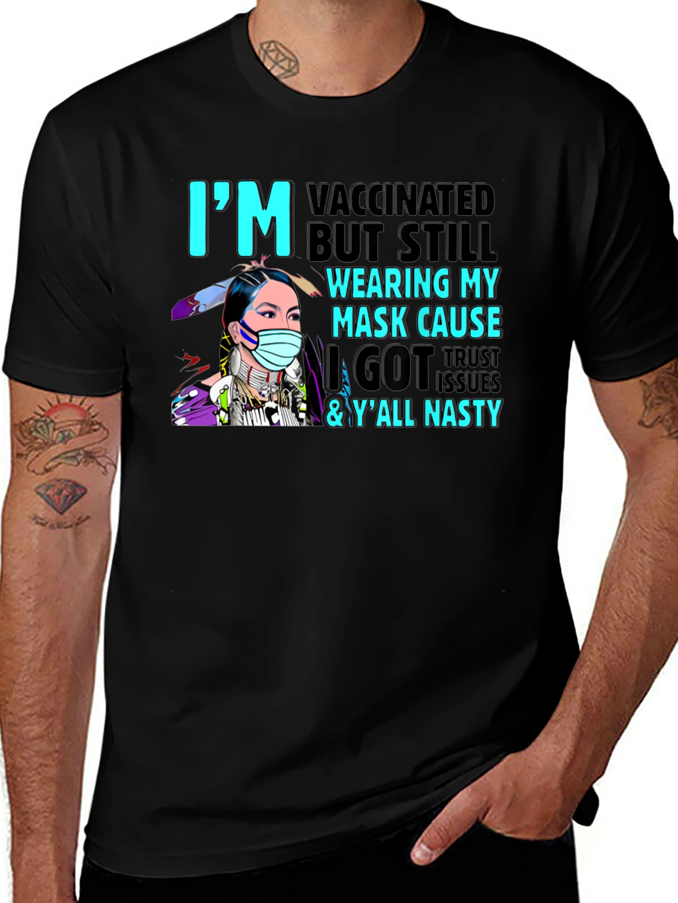 Variant 15 of I'm Vaccinated T-Shirt Native Mask