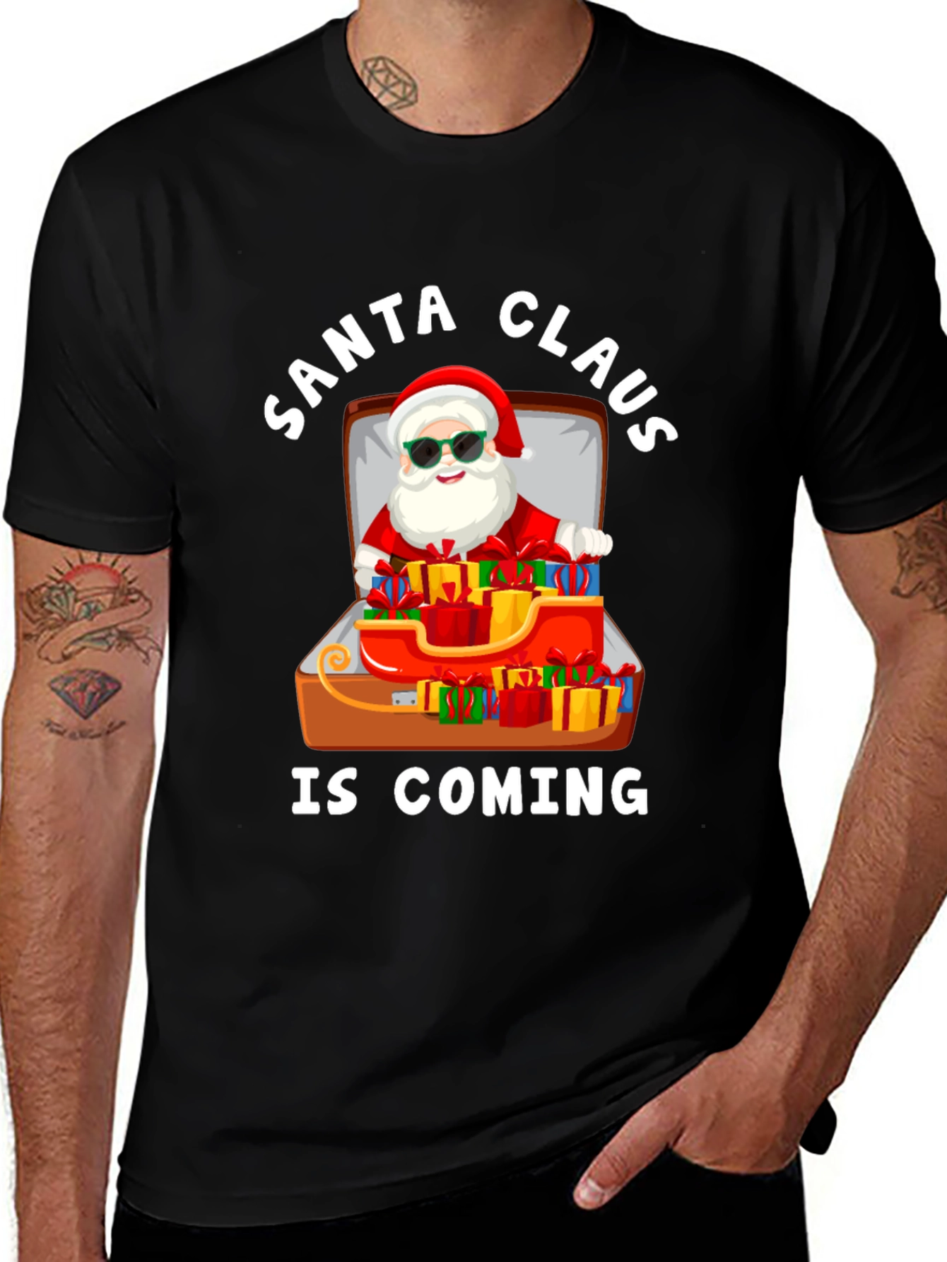 Variant 15 of Santa Claus is Coming Black T-Shirt