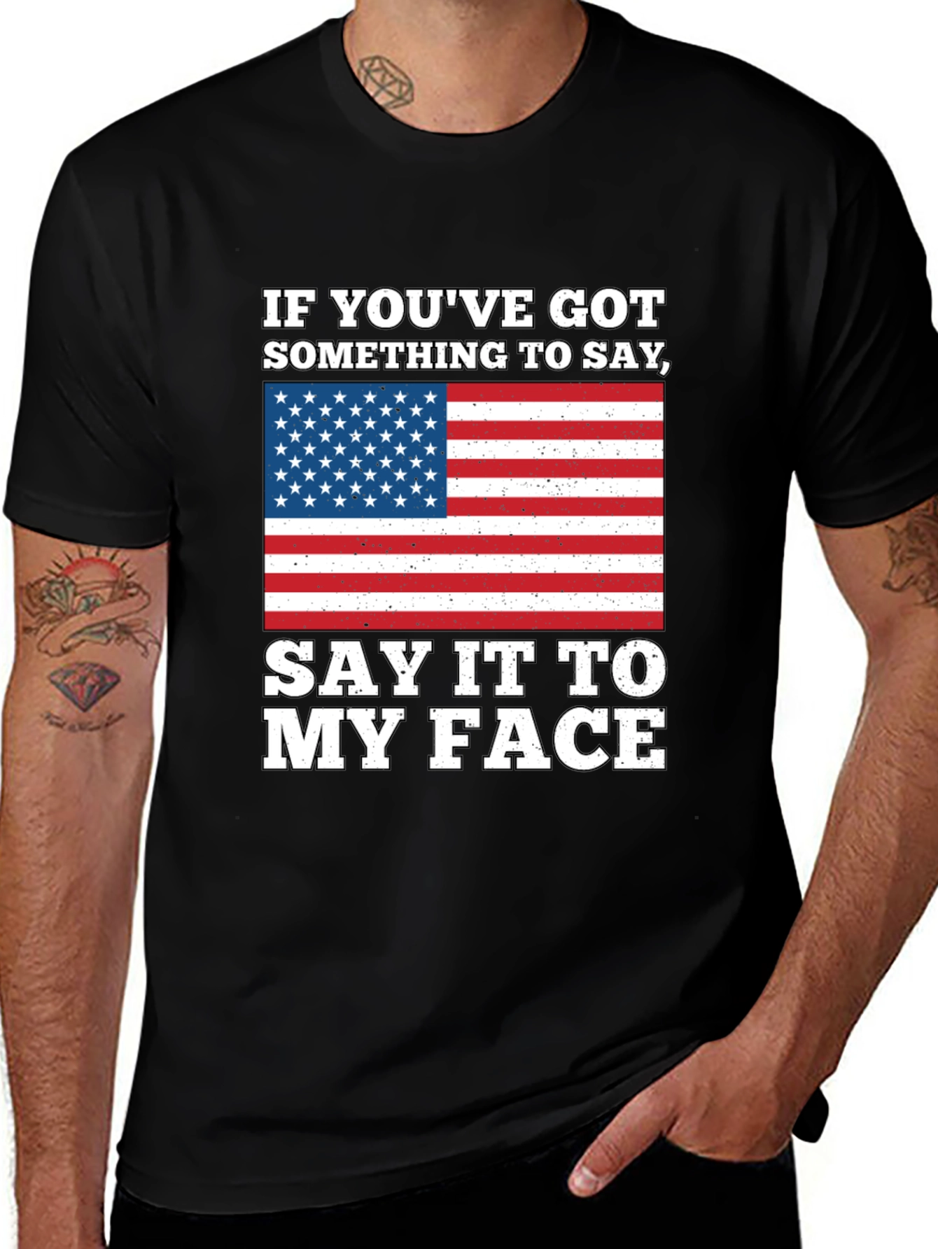 Variant 18 of American Flag T-Shirt - Say It To My Face