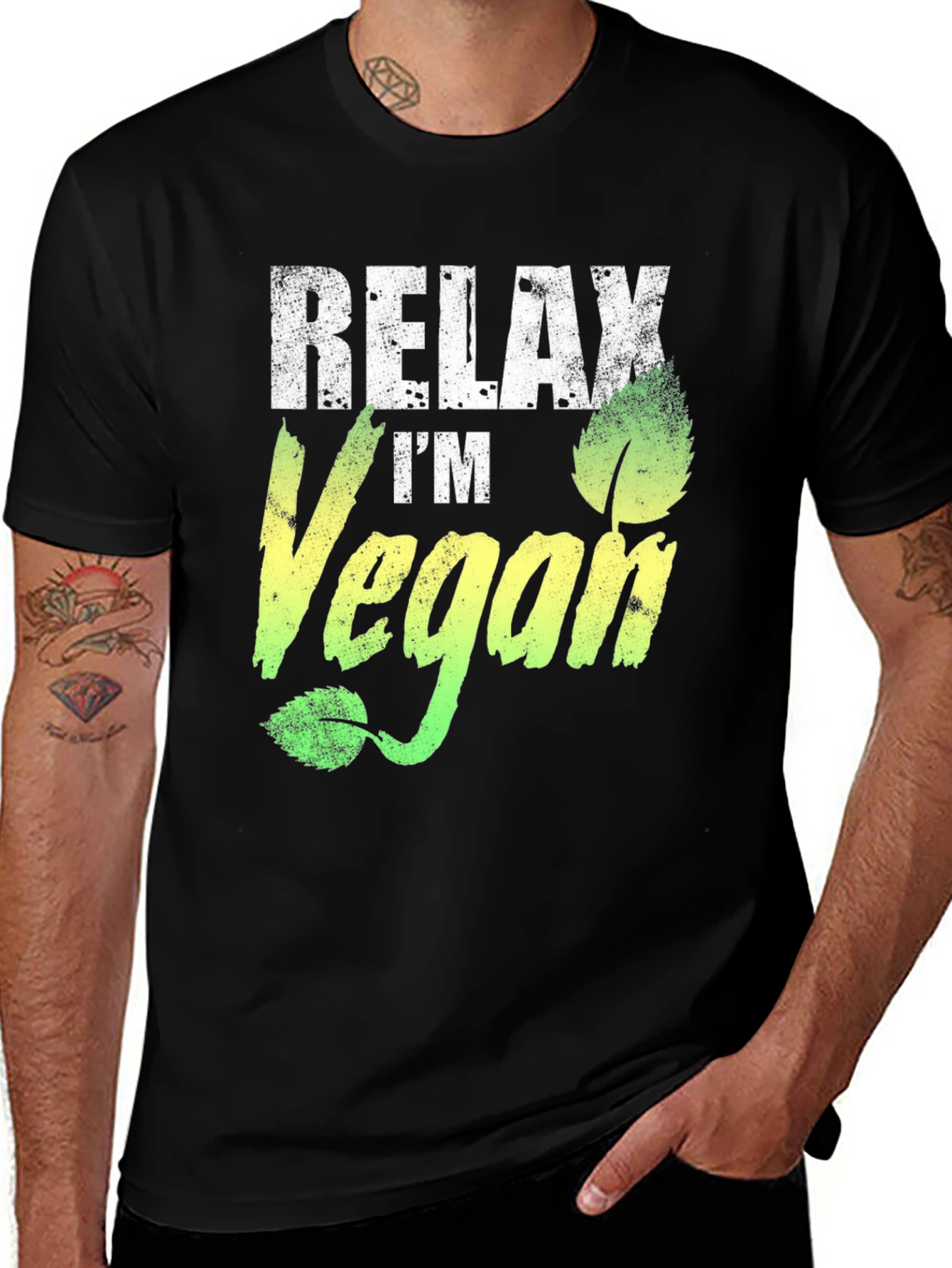 Variant 6 of Relax I'm Vegan Graphic T-Shirt - Cool Vegan Lifestyle Tee