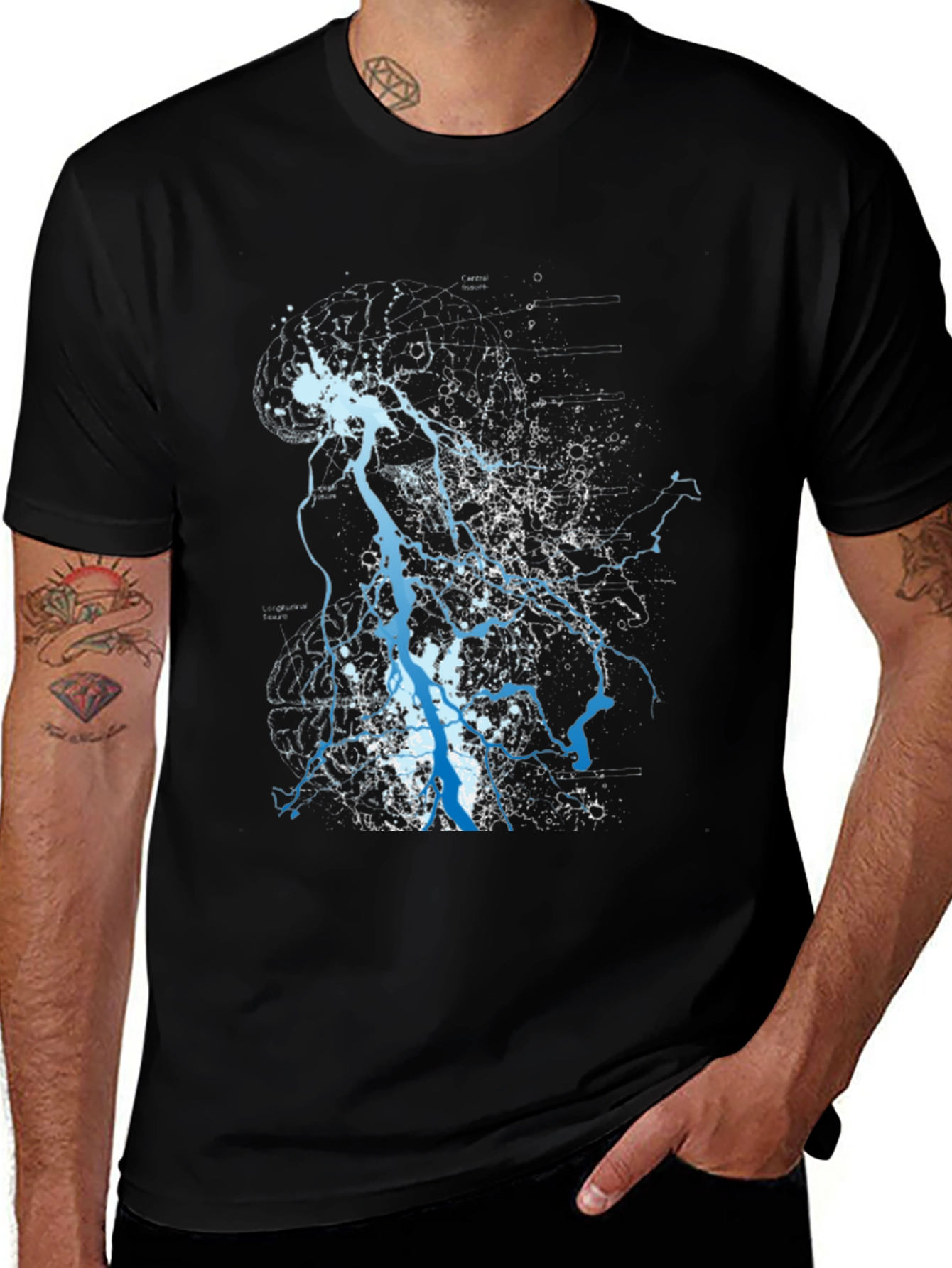 Abstract Print Men's Black T-Shirt