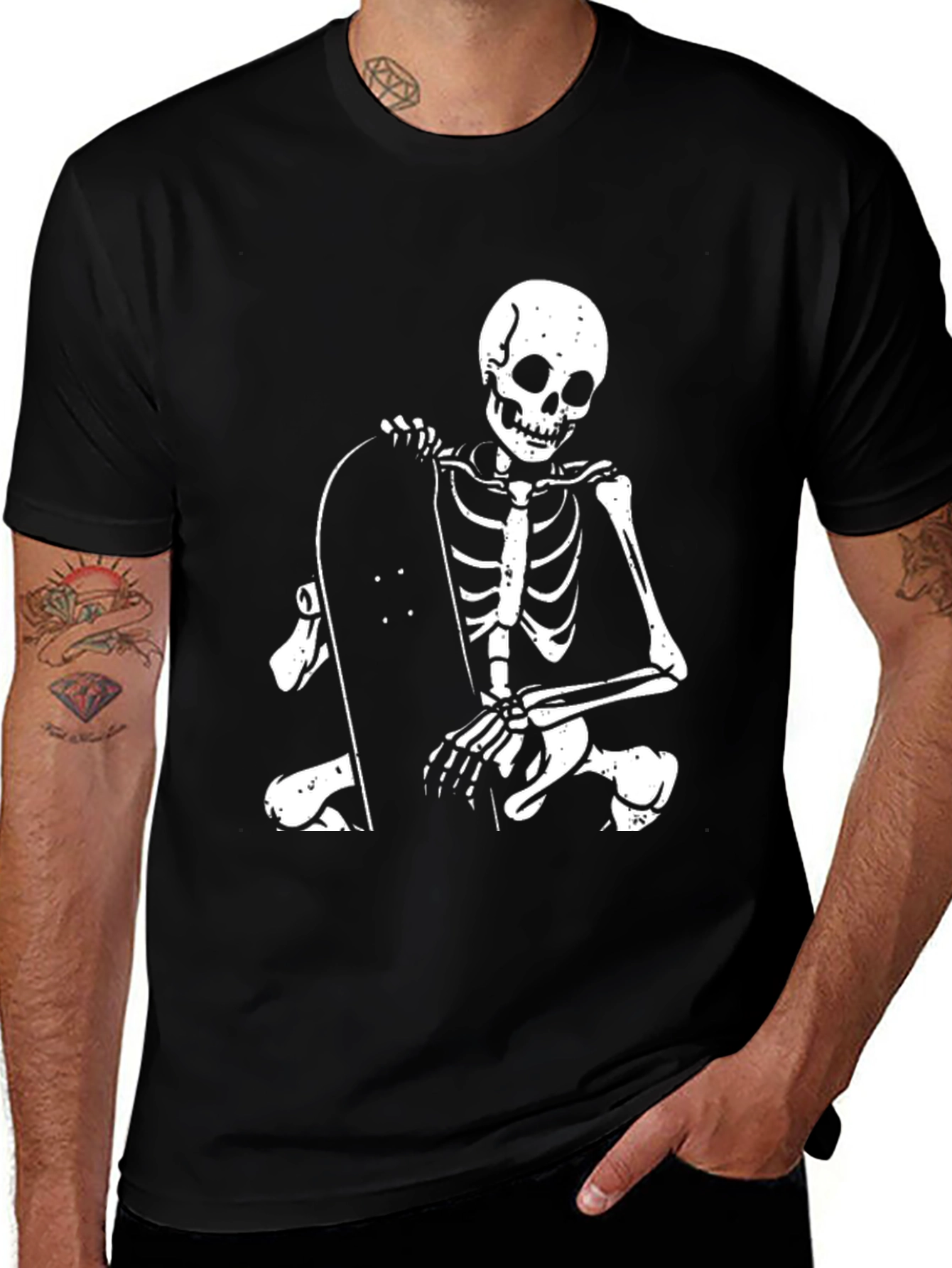 Variant 11 of Skeleton Skateboarder Black T-Shirt
