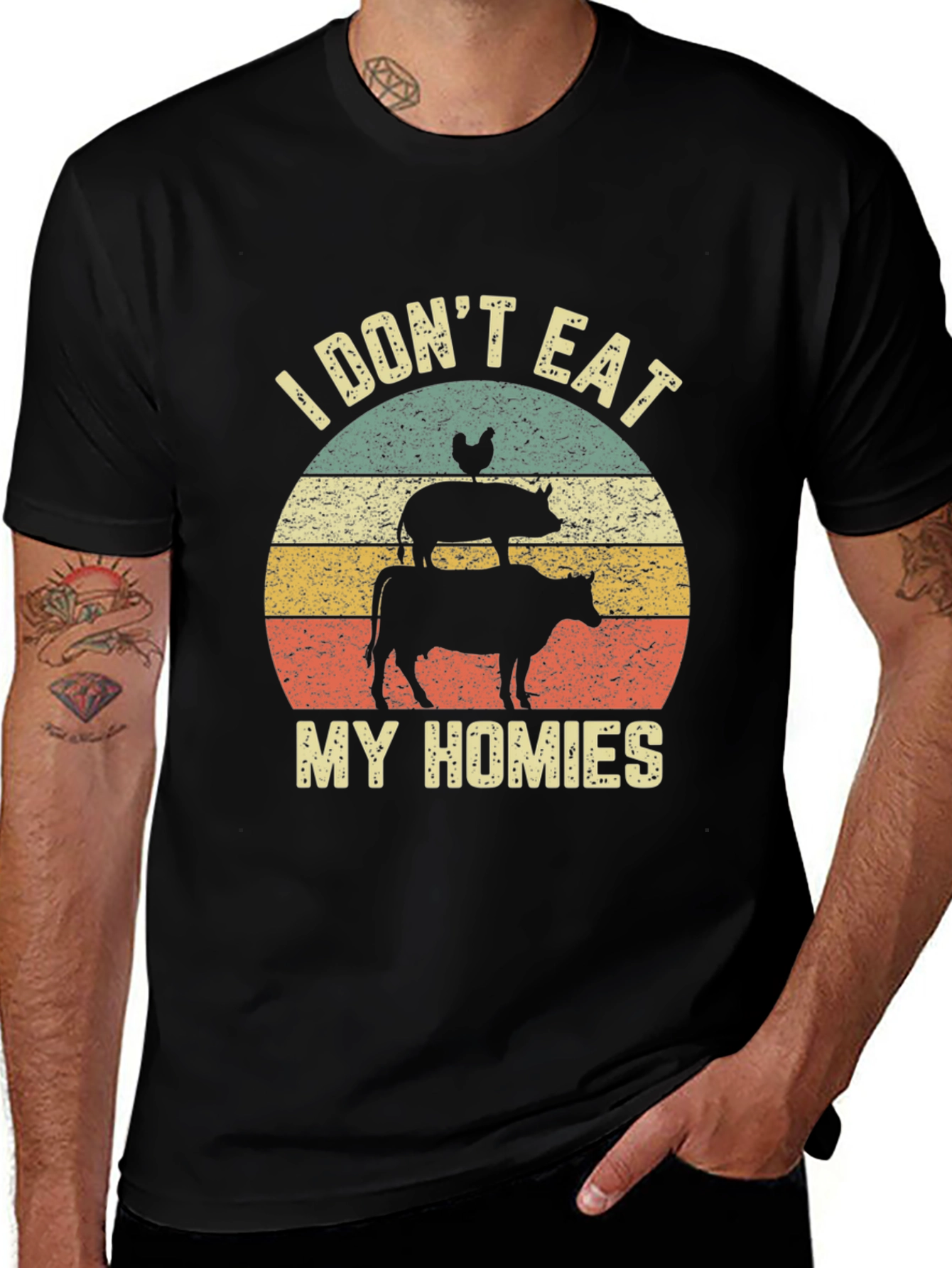 Variant 30 of Vegan T-Shirt - "I Don't Eat My Homies" Animal Lover Tee