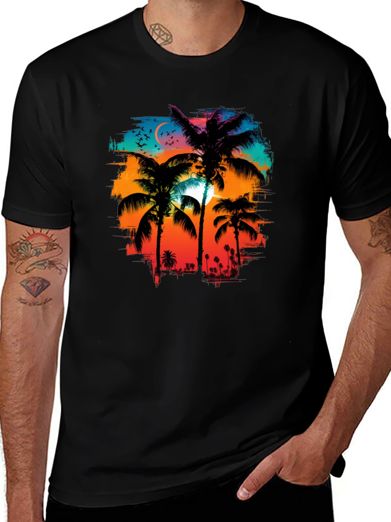 Variant 17 of Palm Sunset Graphic Tee - Tropical Style