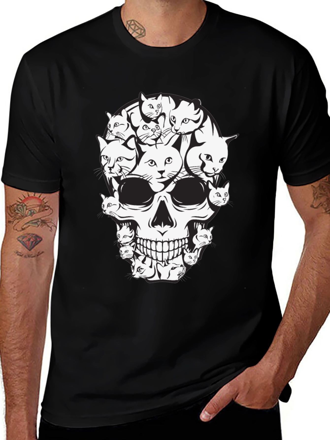 Cat Skull T-Shirt - Unique Graphic Tee
