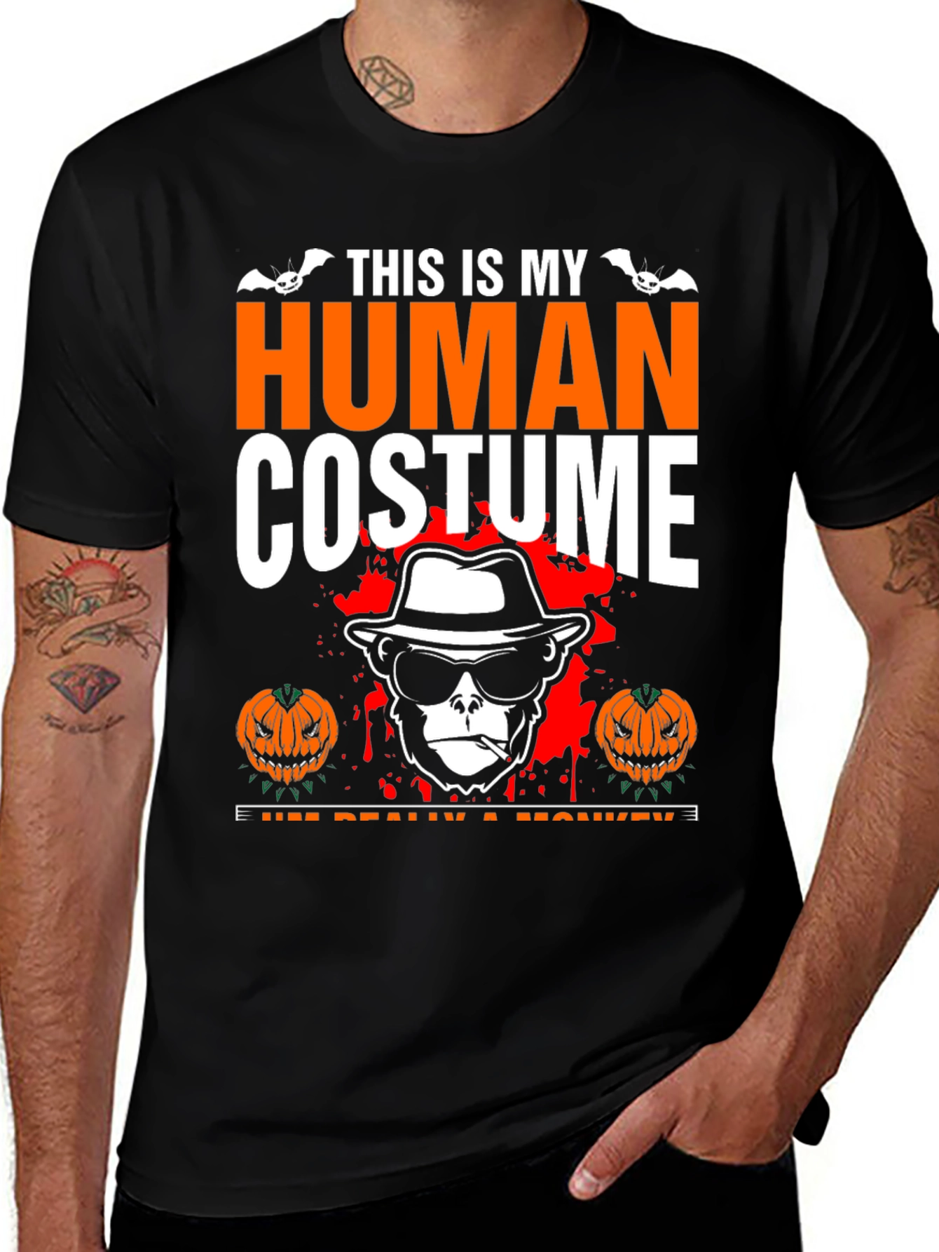 Variant 20 of Human Costume Monkey Halloween T-Shirt