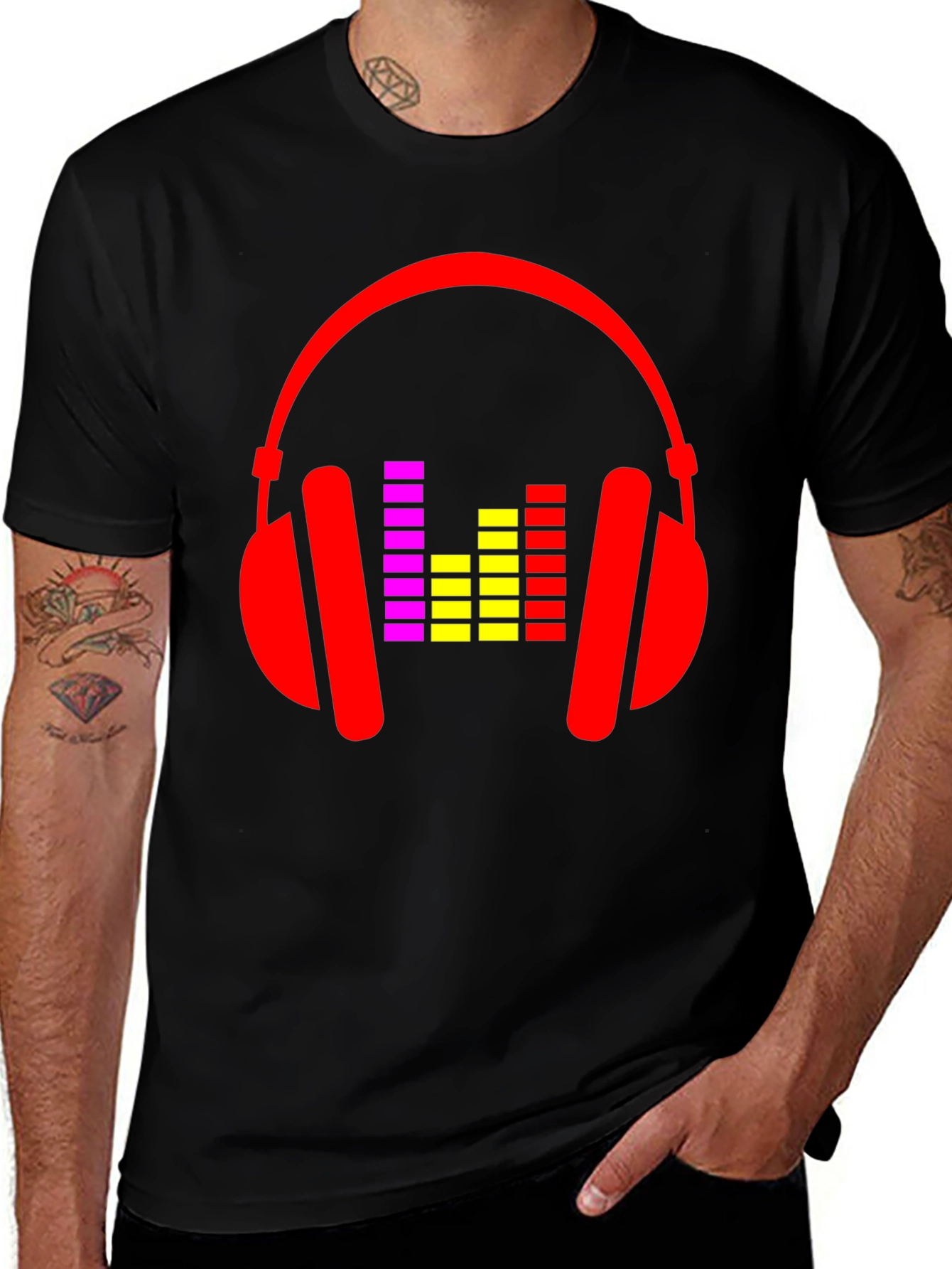 Variant 23 of Headphone Graphic Tee - Black Music Lover T-Shirt