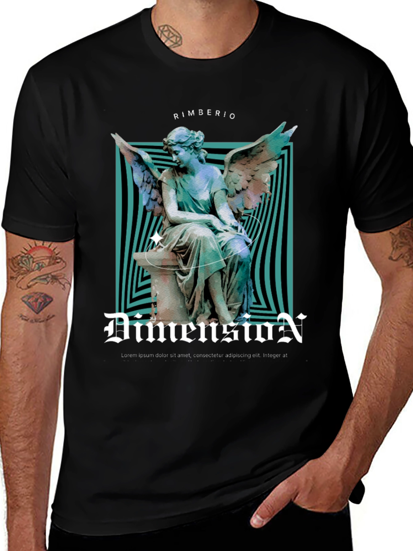 Variant 13 of Dimension Angel Graphic Tee - Unisex Black T-Shirt