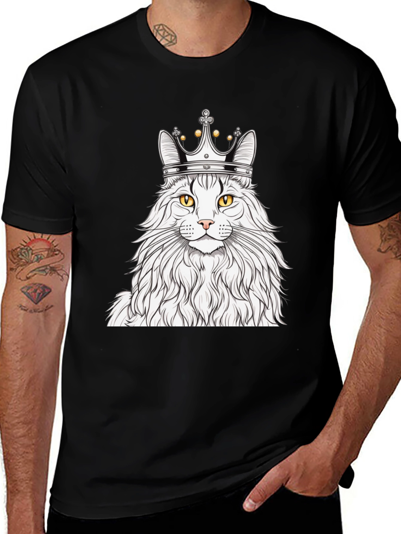 Variant 20 of King Cat Graphic Tee - Unisex Black T-Shirt