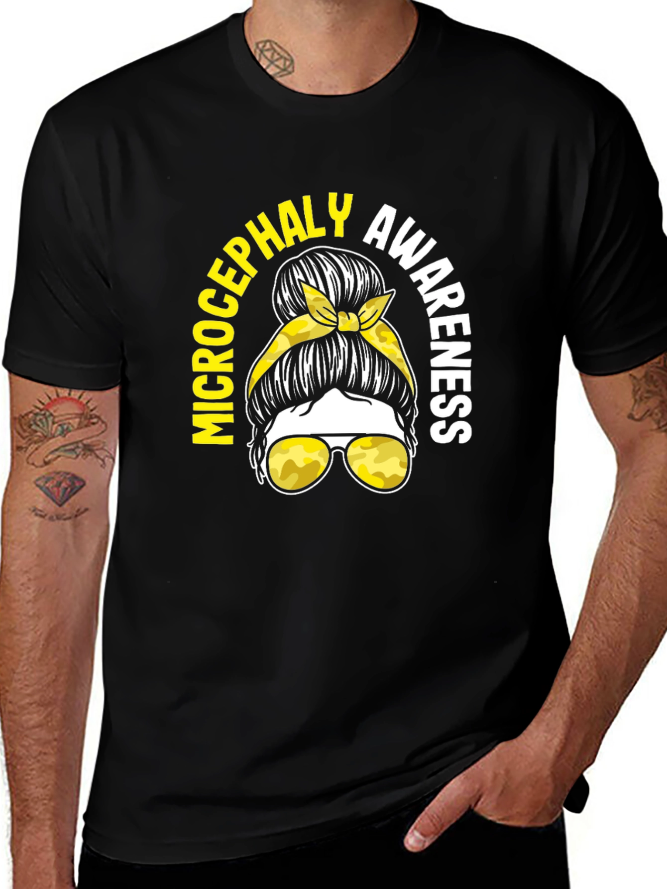 Microcephaly Awareness Messy Bun T-Shirt