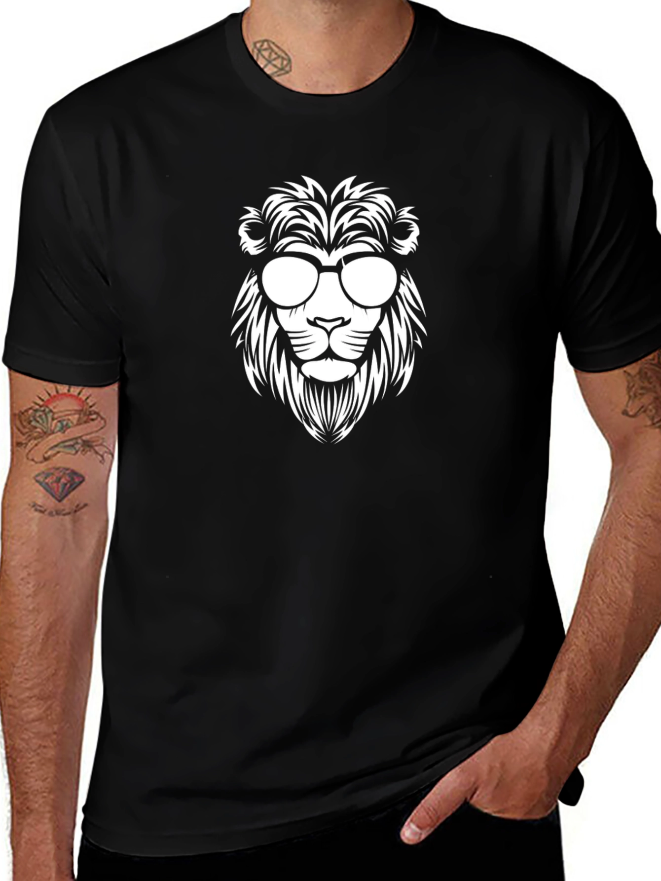 Variant 26 of Cool Lion Graphic Tee - Black Cotton T-Shirt