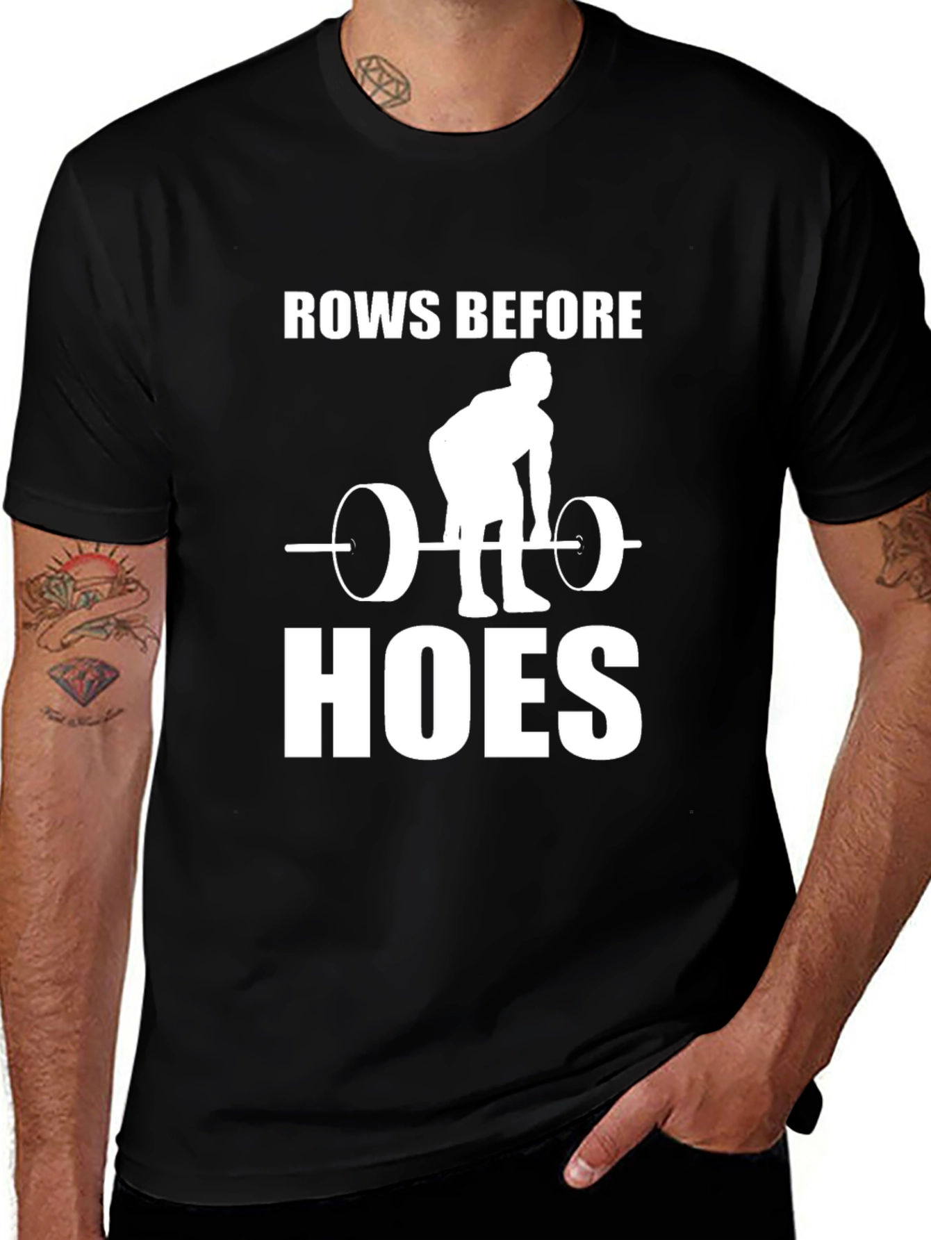Variant 19 of Rows Before Hoes Gym T-Shirt - Black