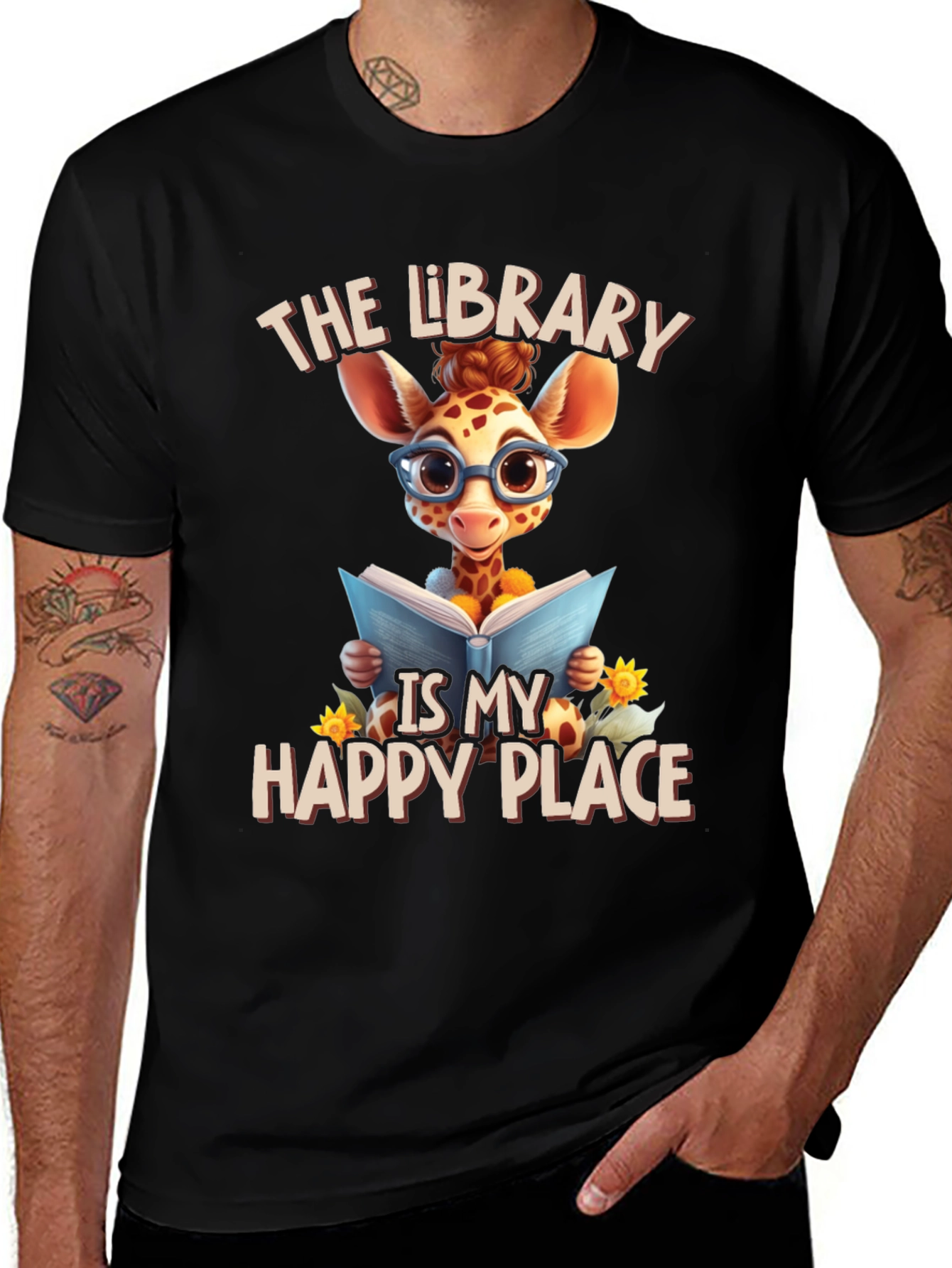 Variant 8 of Giraffe Reader T-Shirt: Library is My Happy Place