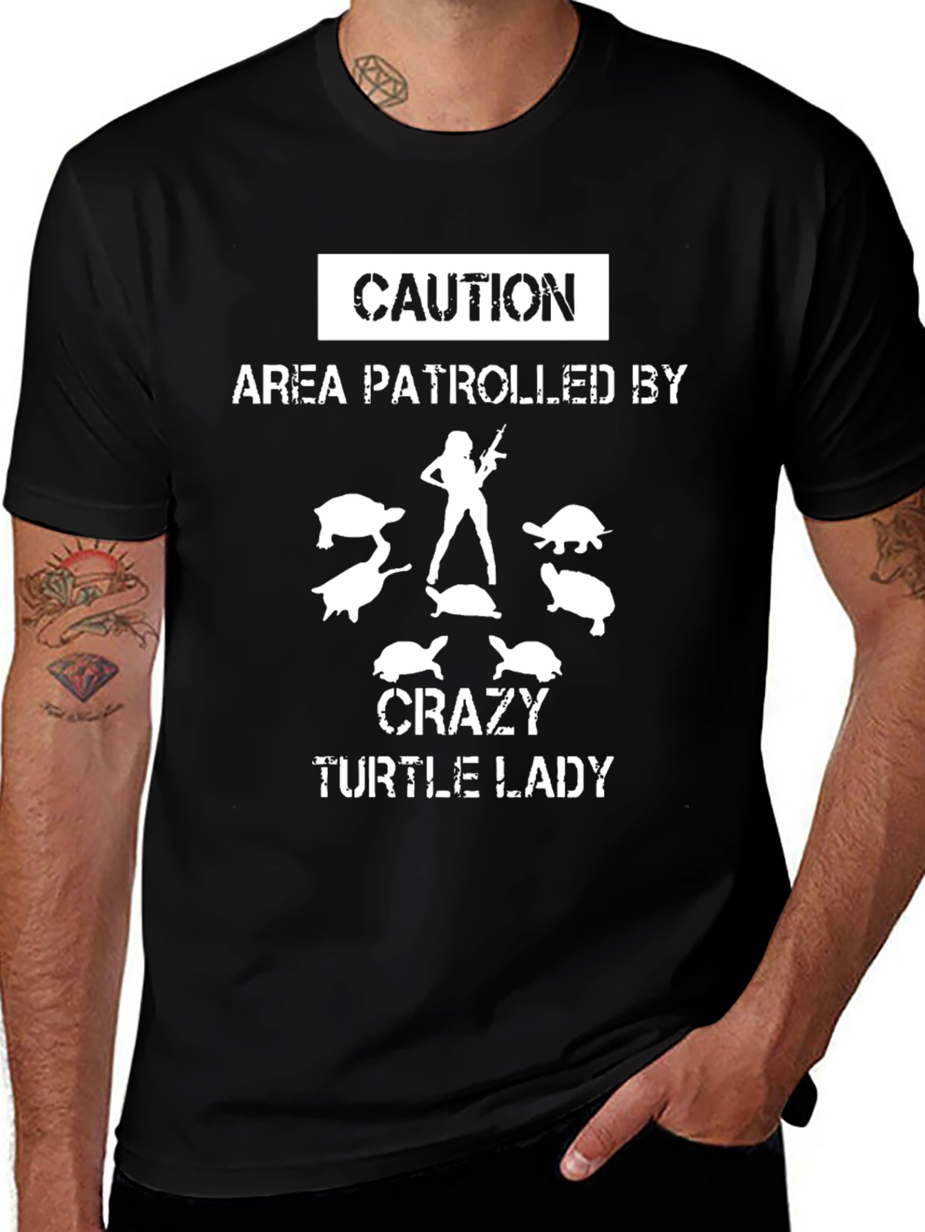 Variant 12 of Caution Crazy Turtle Lady Graphic T-Shirt