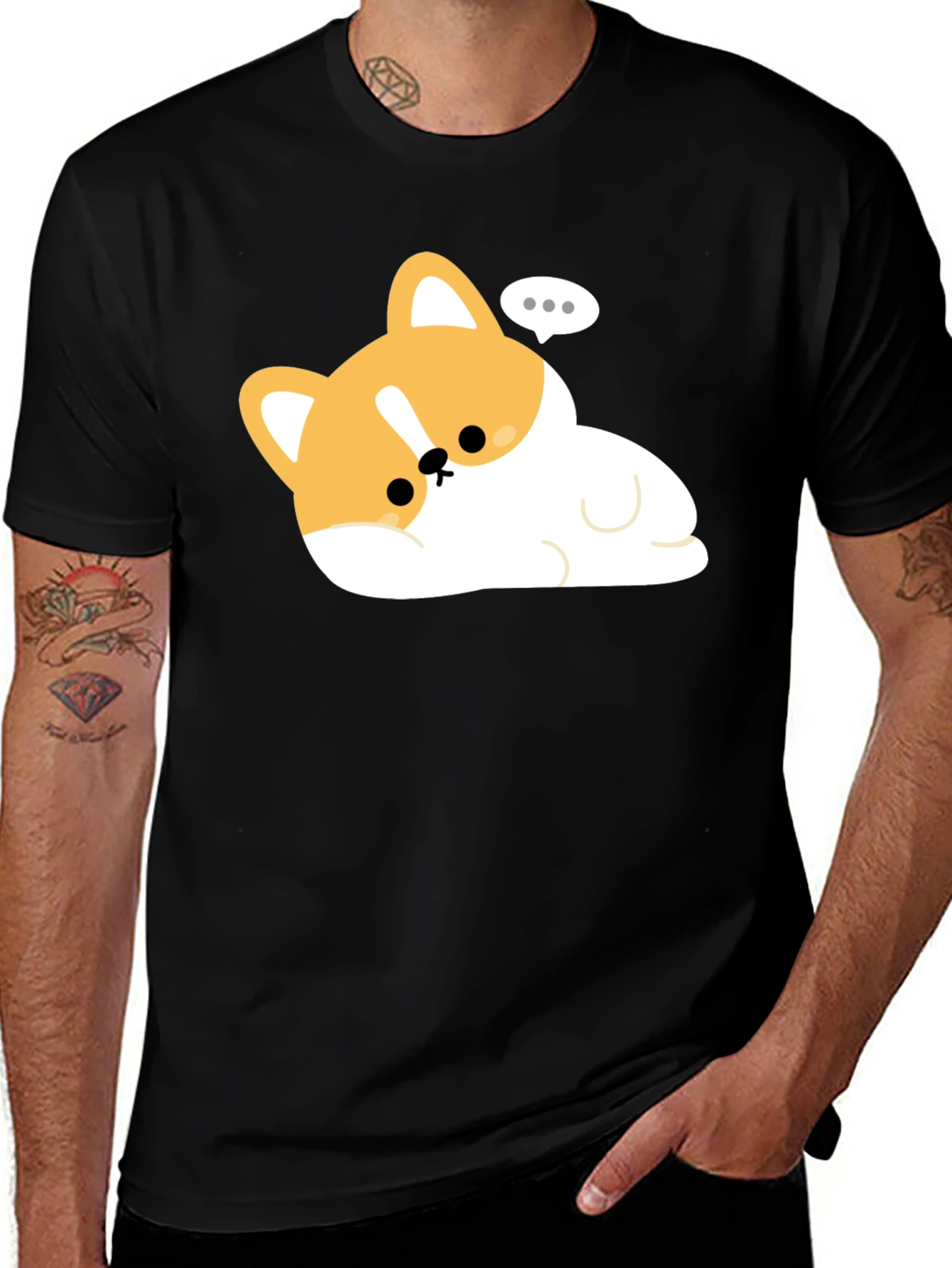 Variant 17 of Cute Corgi Black T-Shirt - Dog Lover Apparel