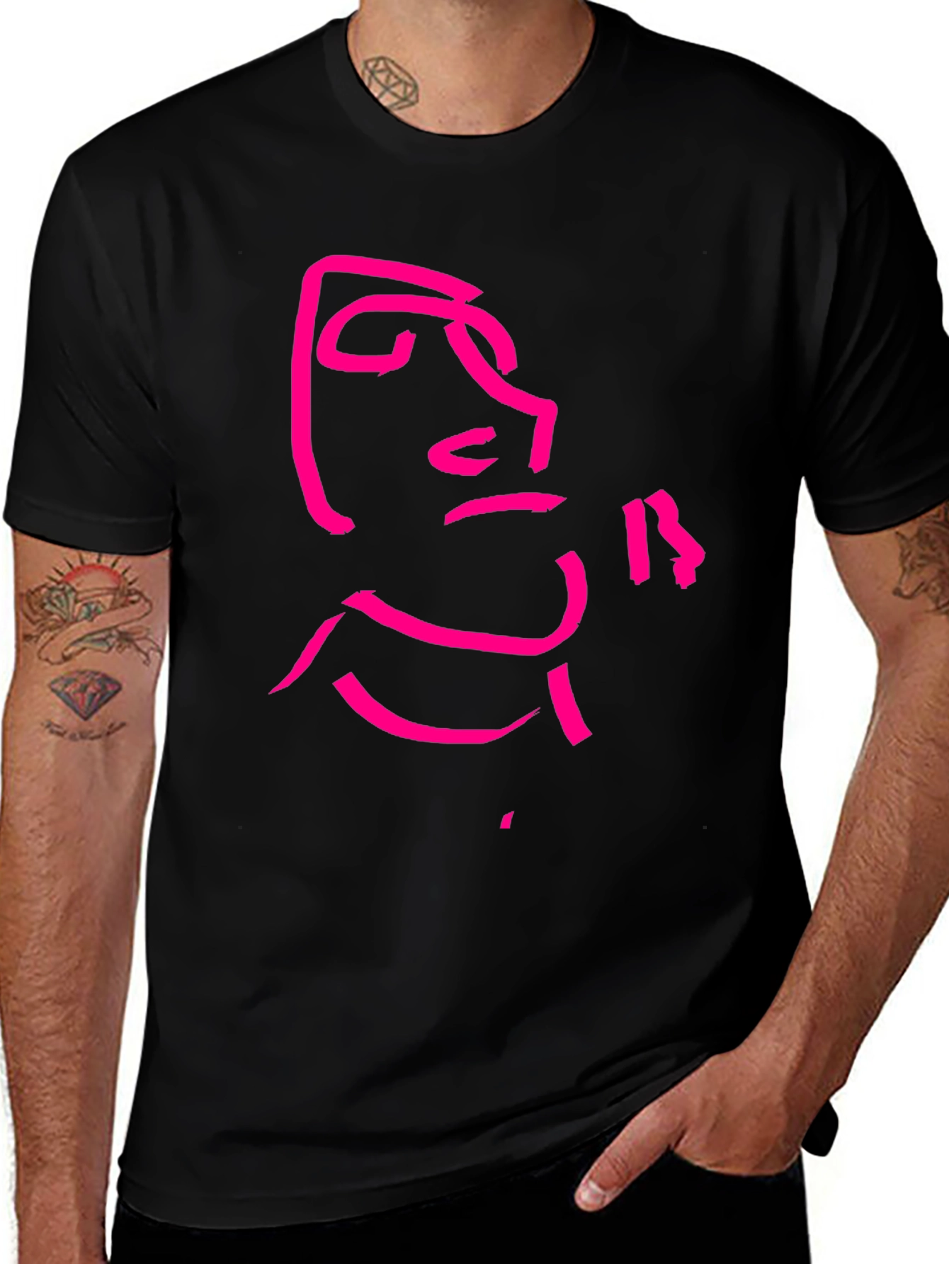 Variant 12 of Abstract Face Graphic Tee - Cool Black Shirt