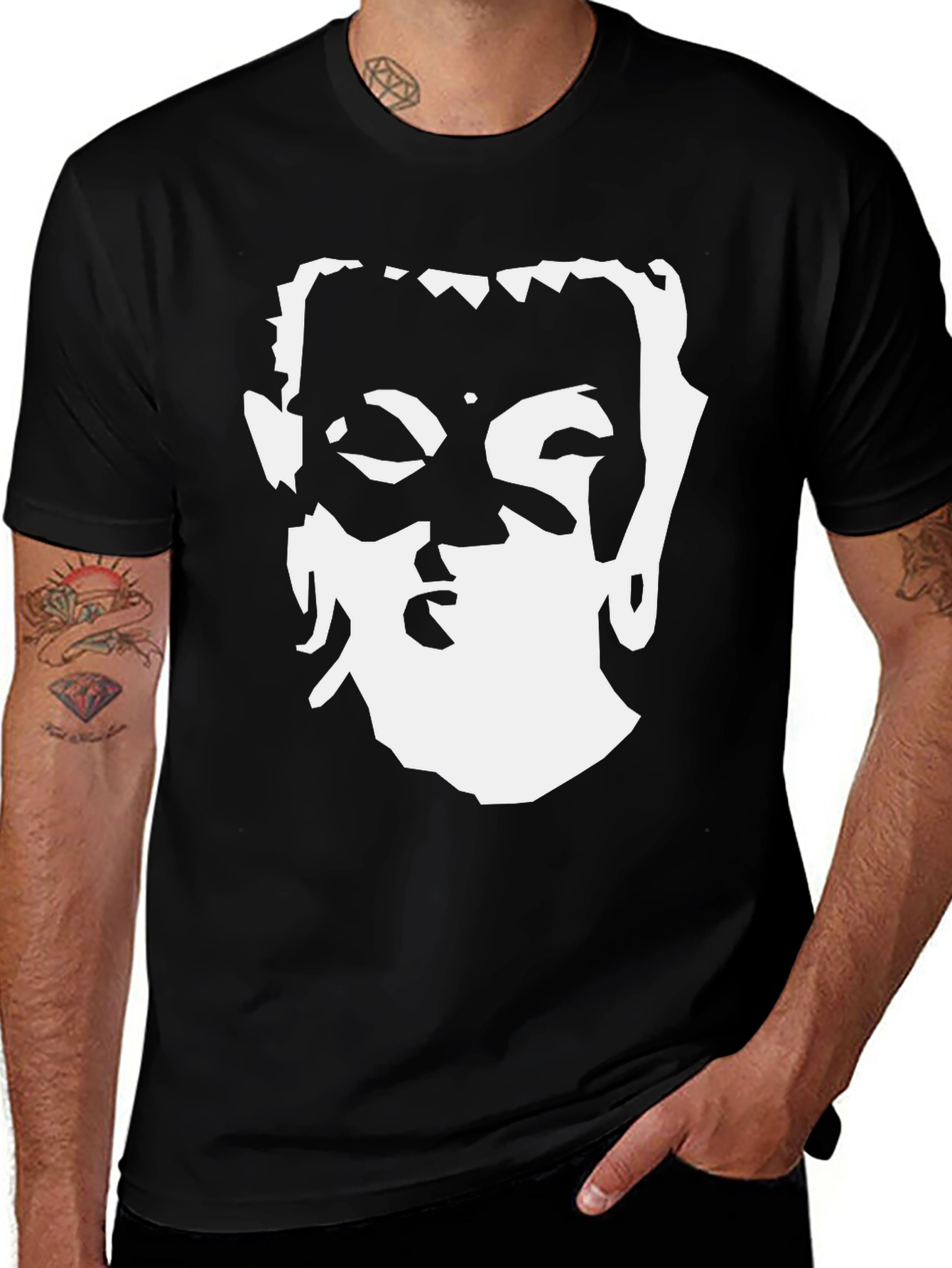 Variant 8 of Abstract Face Graphic Tee - Stylish Black T-Shirt