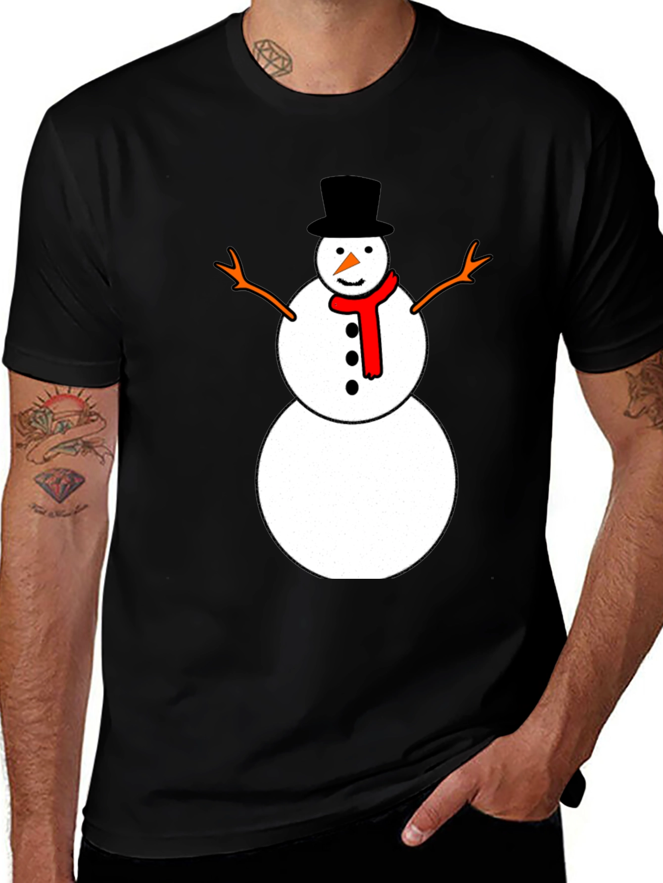 Variant 27 of Festive Snowman Graphic Tee - Black