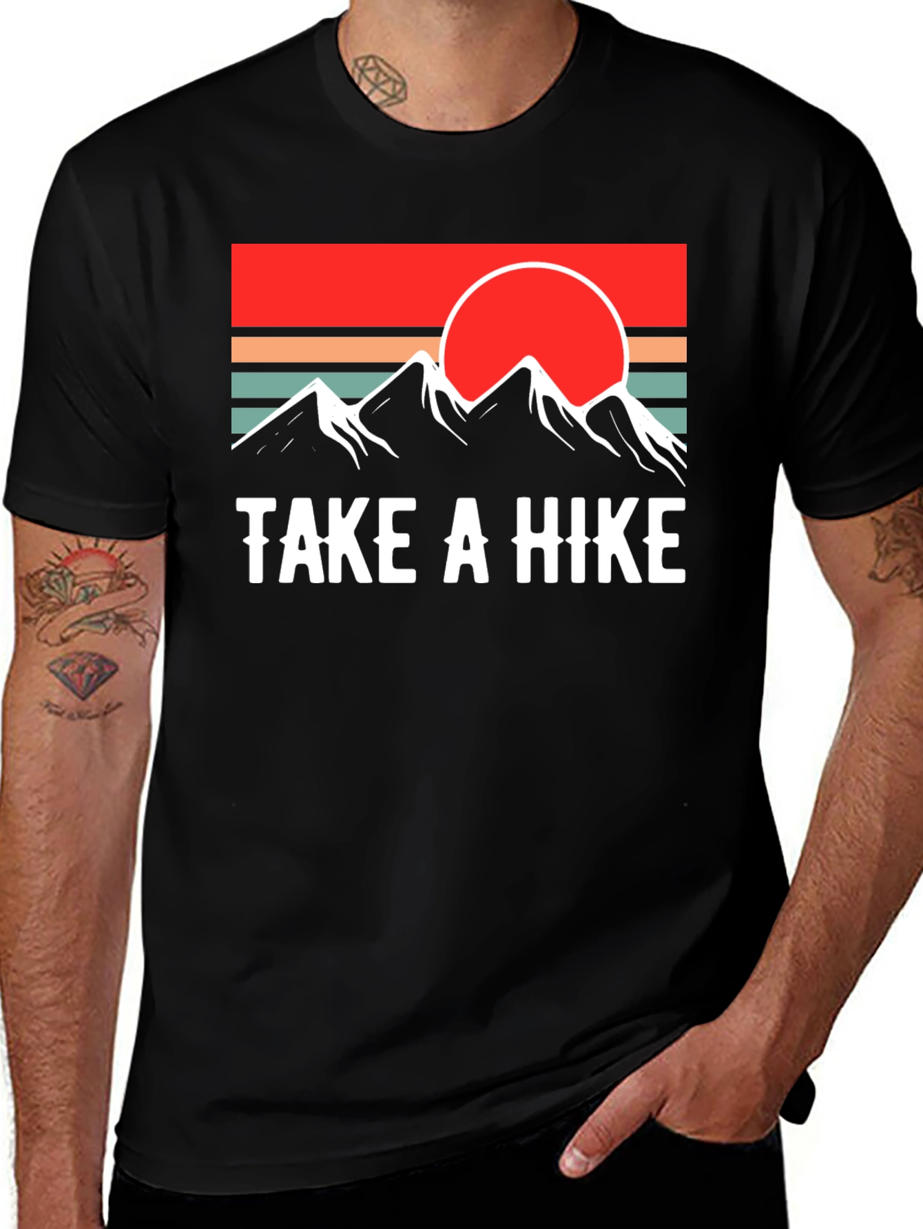 Variant 29 of Take A Hike Graphic Tee - Retro Mountain Sunset