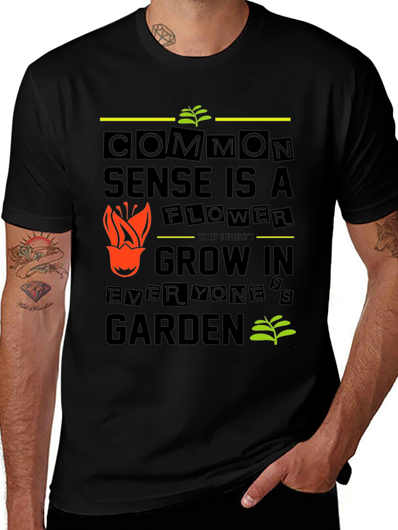Variant 24 of Common Sense Flower Graphic Tee - Garden Humor T-Shirt