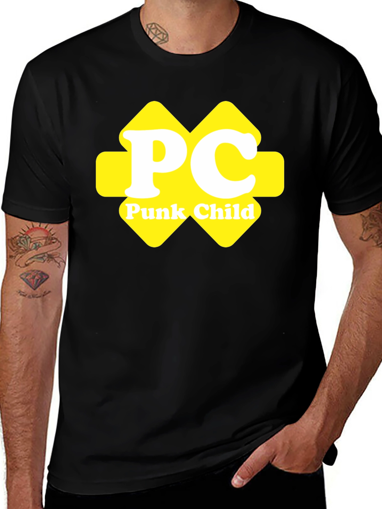 Variant 23 of PC Punk Child Graphic Black T-Shirt