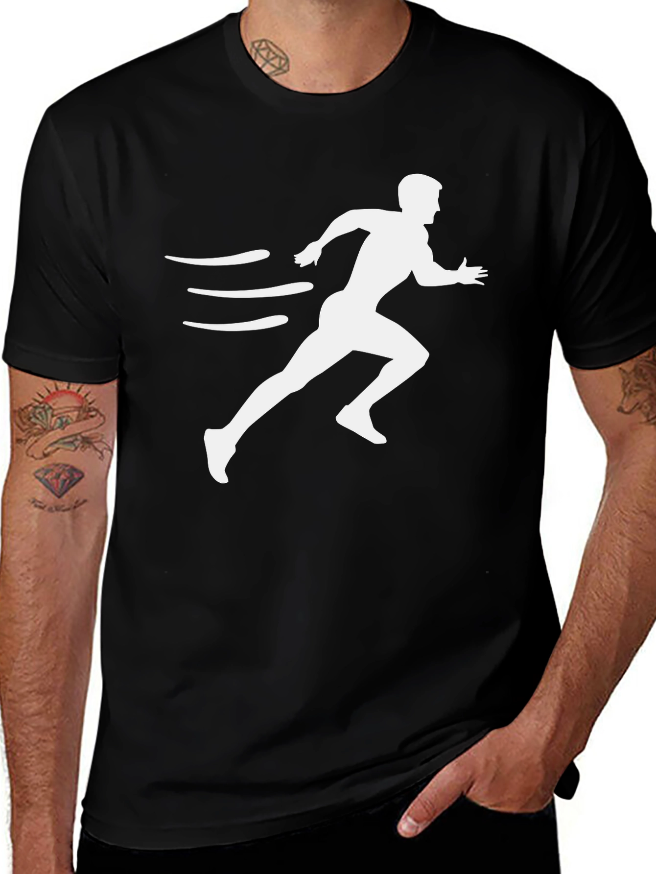 Variant 12 of Men's Black Graphic Tee - Runner Design