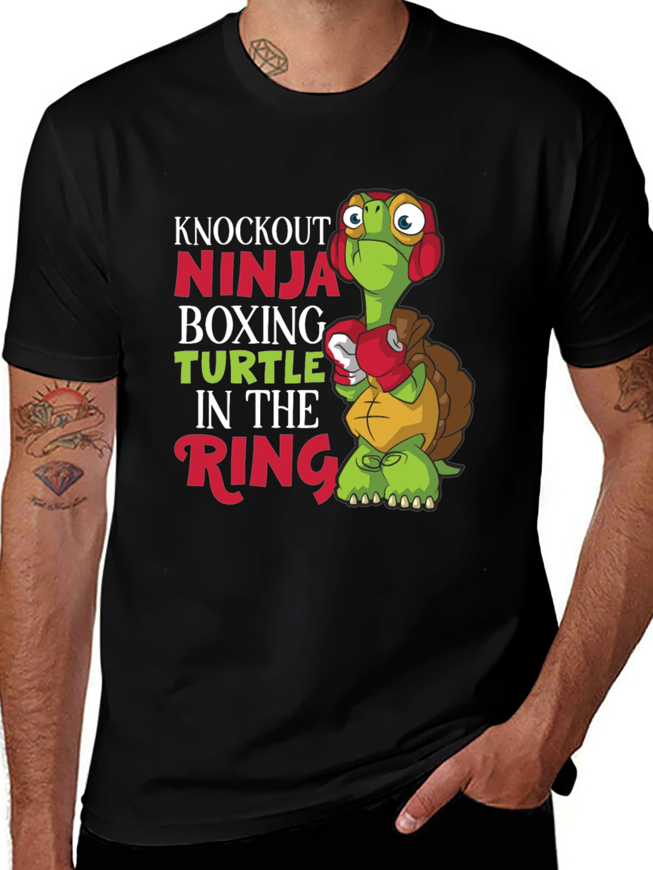 Variant 28 of Knockout Ninja Boxing Turtle Graphic T-Shirt