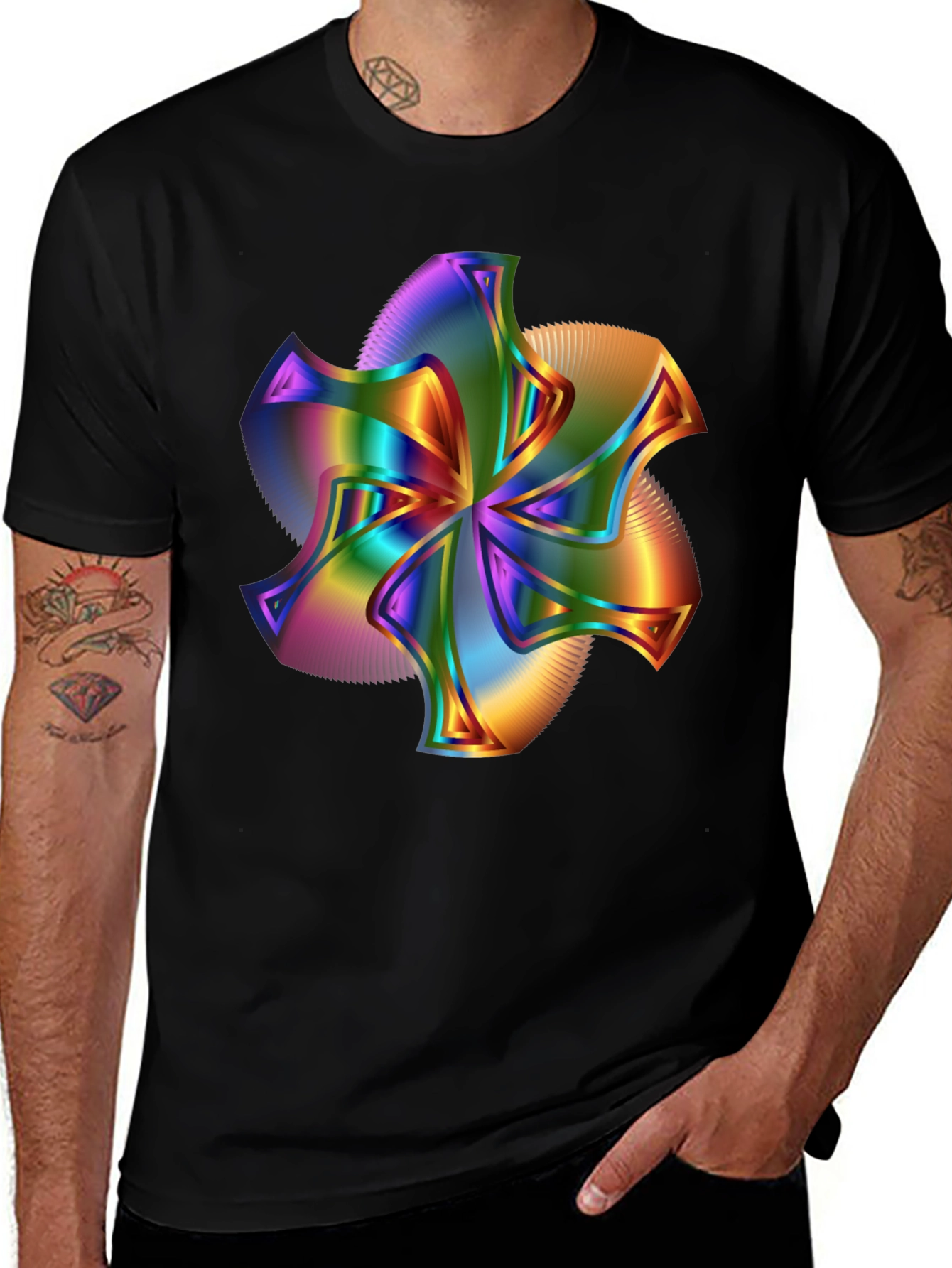 Variant 14 of Rainbow Abstract Geometric T-Shirt