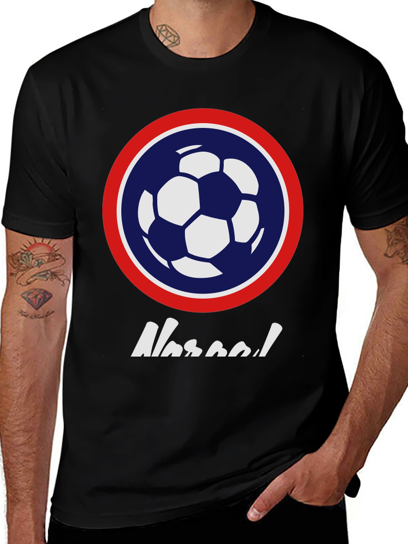 Variant 3 of Soccer Ball Graphic Tee - Casual Black T-Shirt