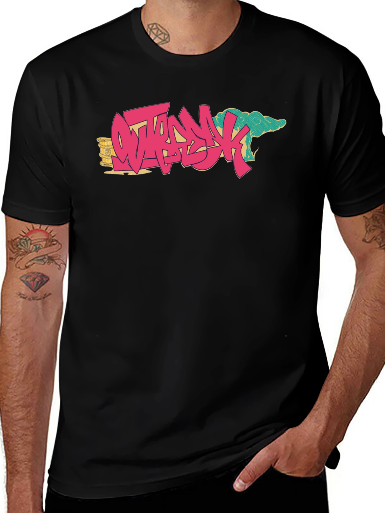 Variant 30 of Ostrich Graffiti Style Black T-Shirt