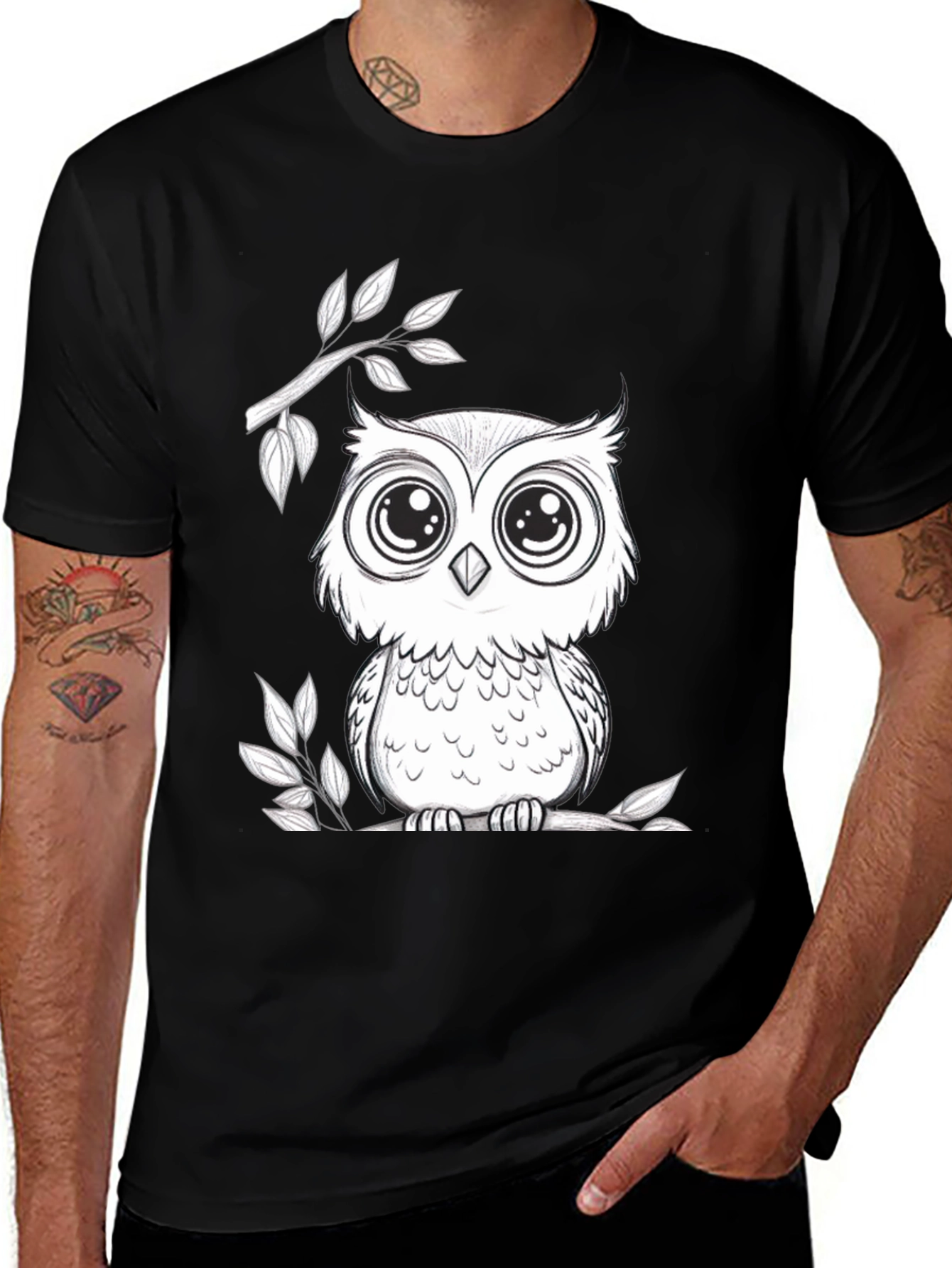 Variant 28 of Owl Graphic T-Shirt - Black