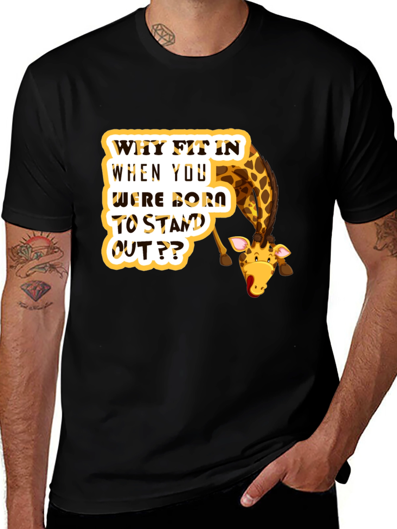 Stand Out Giraffe T-Shirt - Quirky Graphic Tee