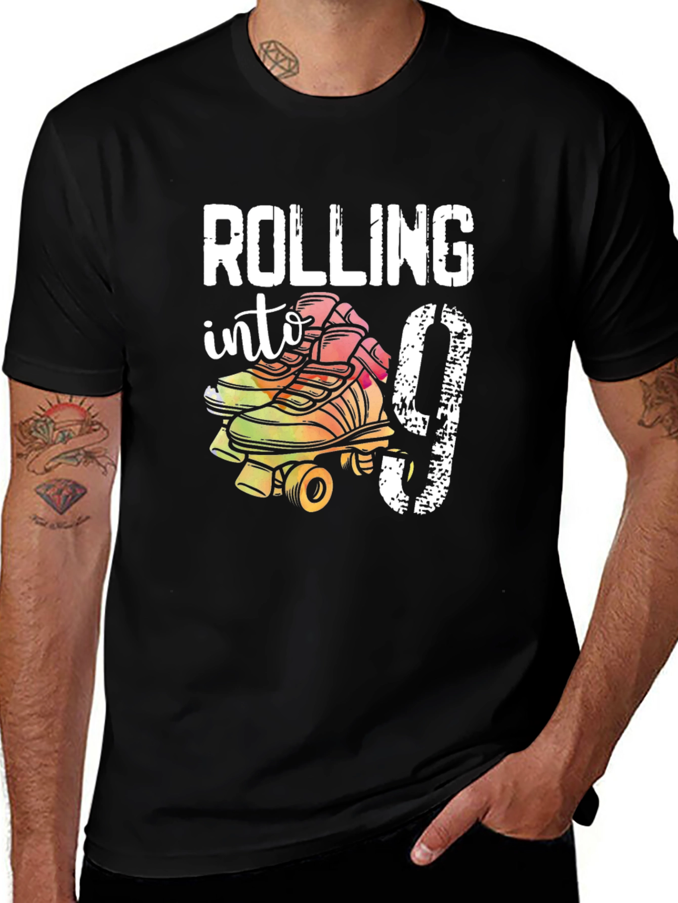 Rolling Into 9th Birthday Roller Skate T-Shirt