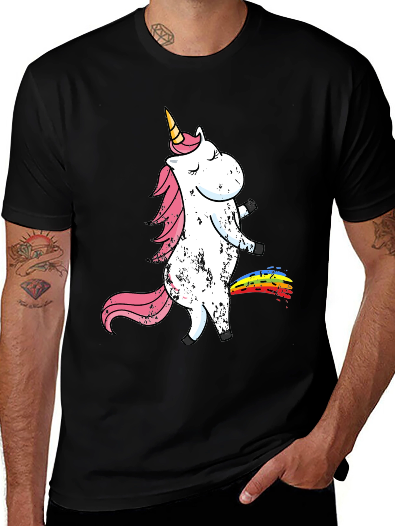 Variant 28 of Unicorn Rainbow Poop Men's Black T-Shirt