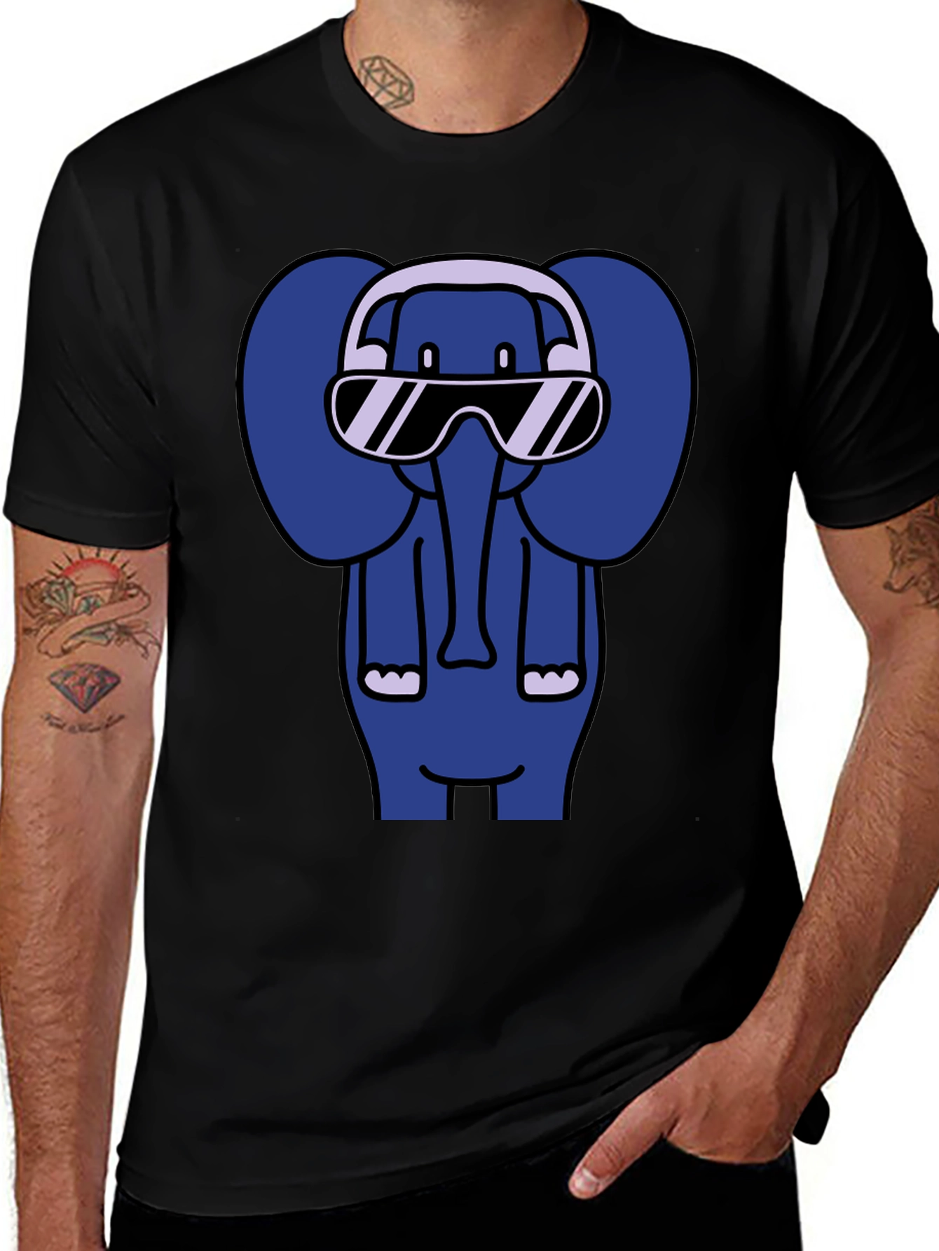 Variant 25 of Cool Elephant Graphic Tee - Black Cotton T-Shirt