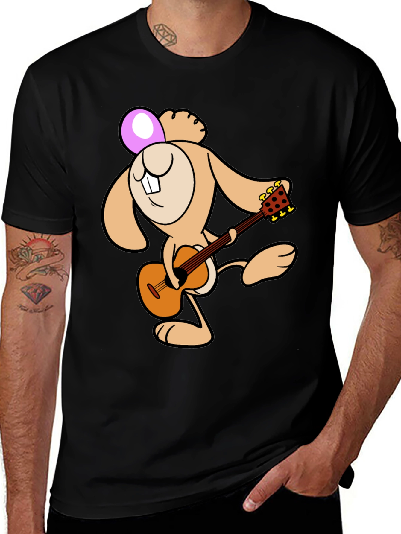 Variant 7 of Cartoon Bunny Guitar T-Shirt