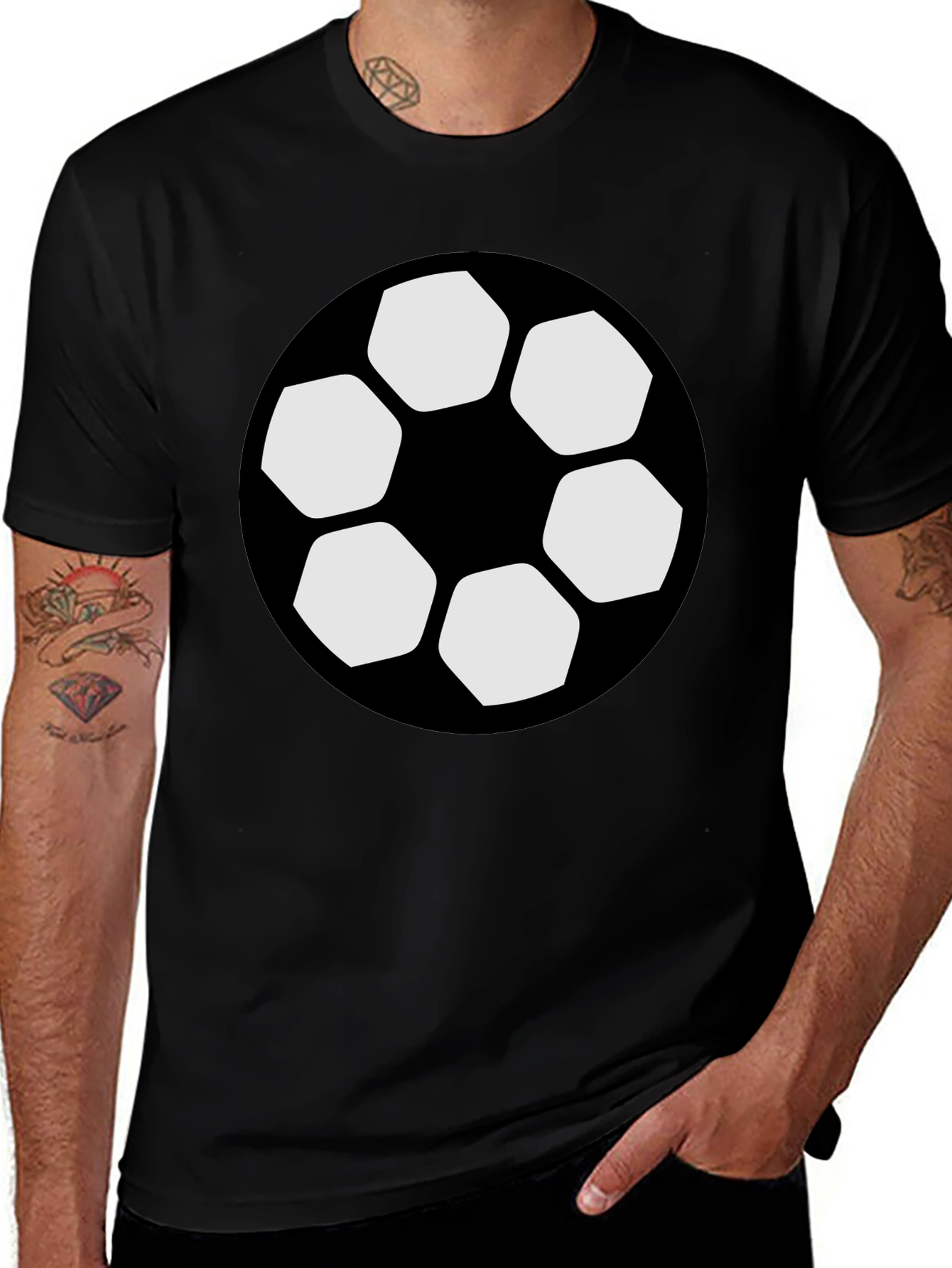 Variant 15 of Soccer Ball Graphic Black T-Shirt