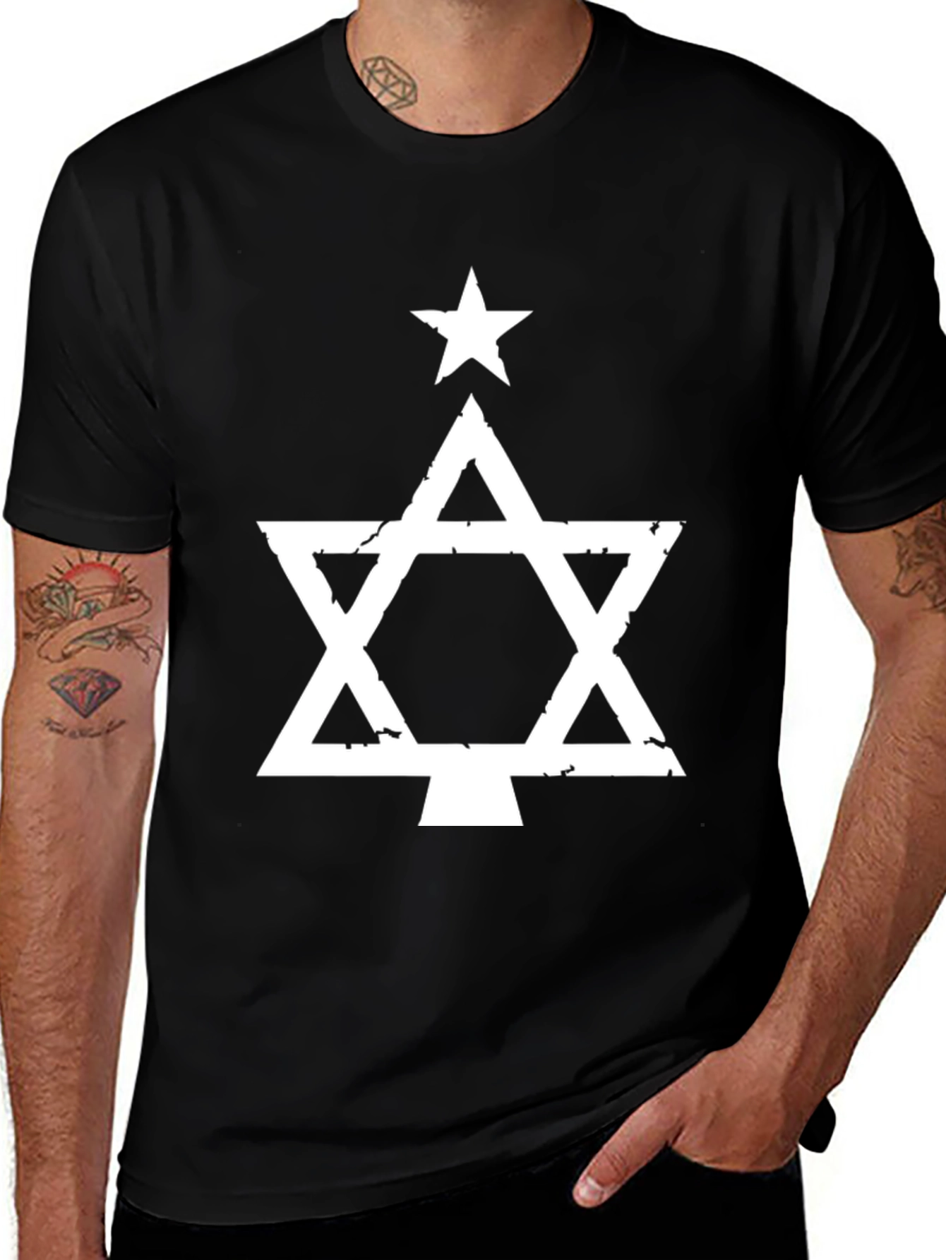 Variant 2 of Star of David Christmas Tree Graphic T-Shirt