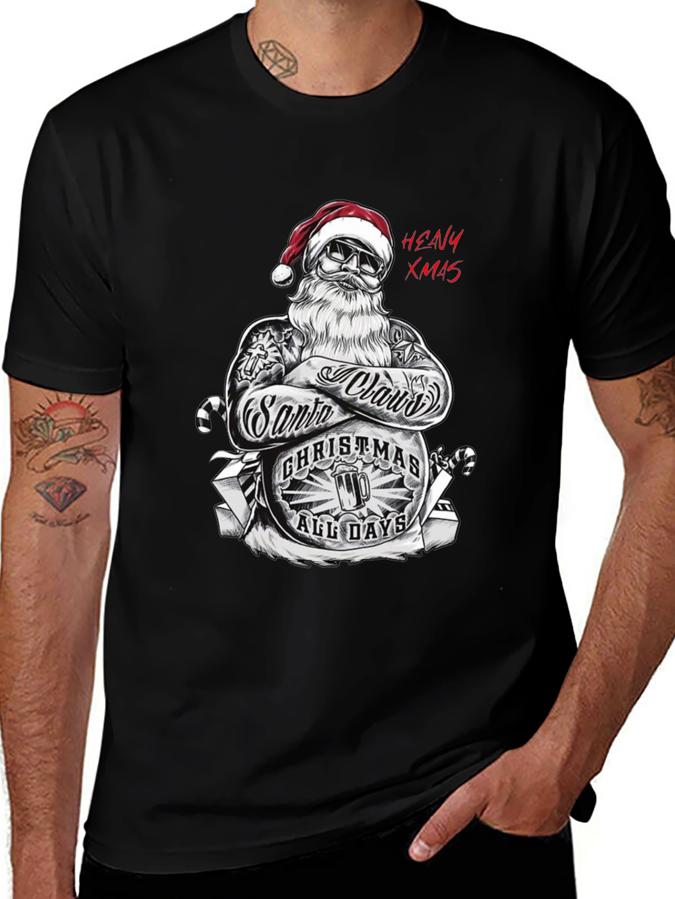 Heavy Xmas Santa Graphic T-Shirt