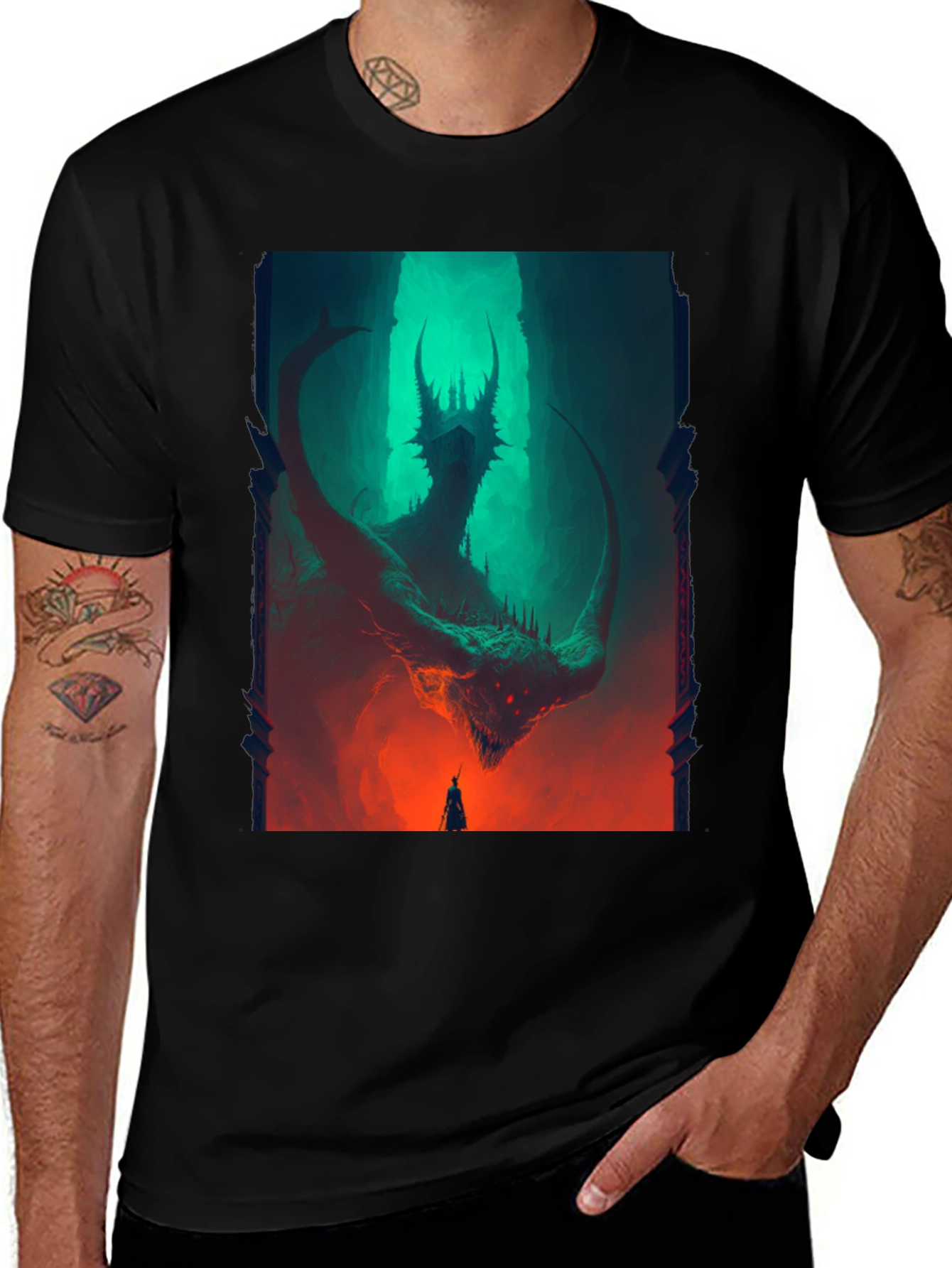 Variant 26 of Dragon Graphic T-Shirt - Dark Fantasy Tee