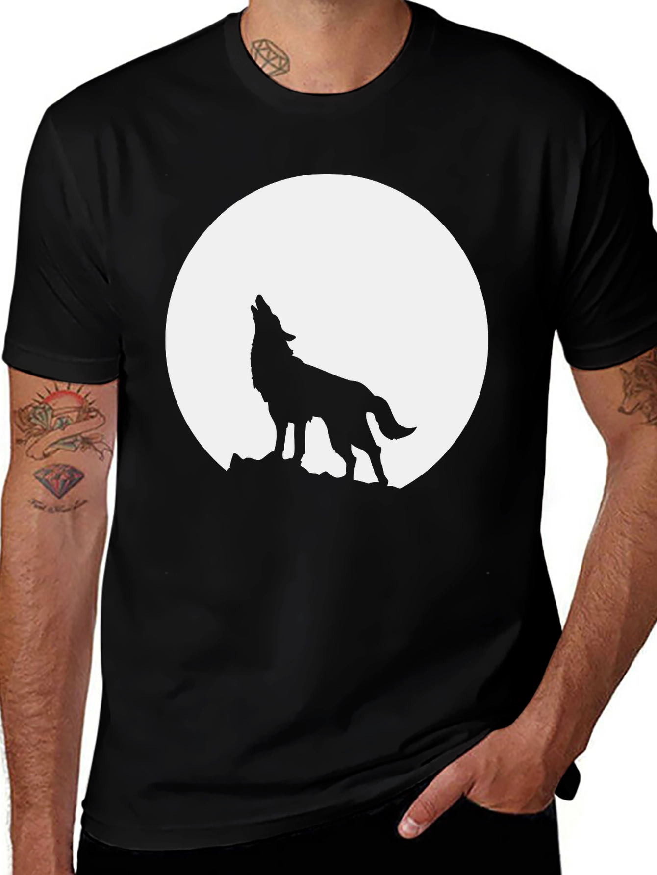 Variant 12 of Wolf Howling at Moon Graphic Tee