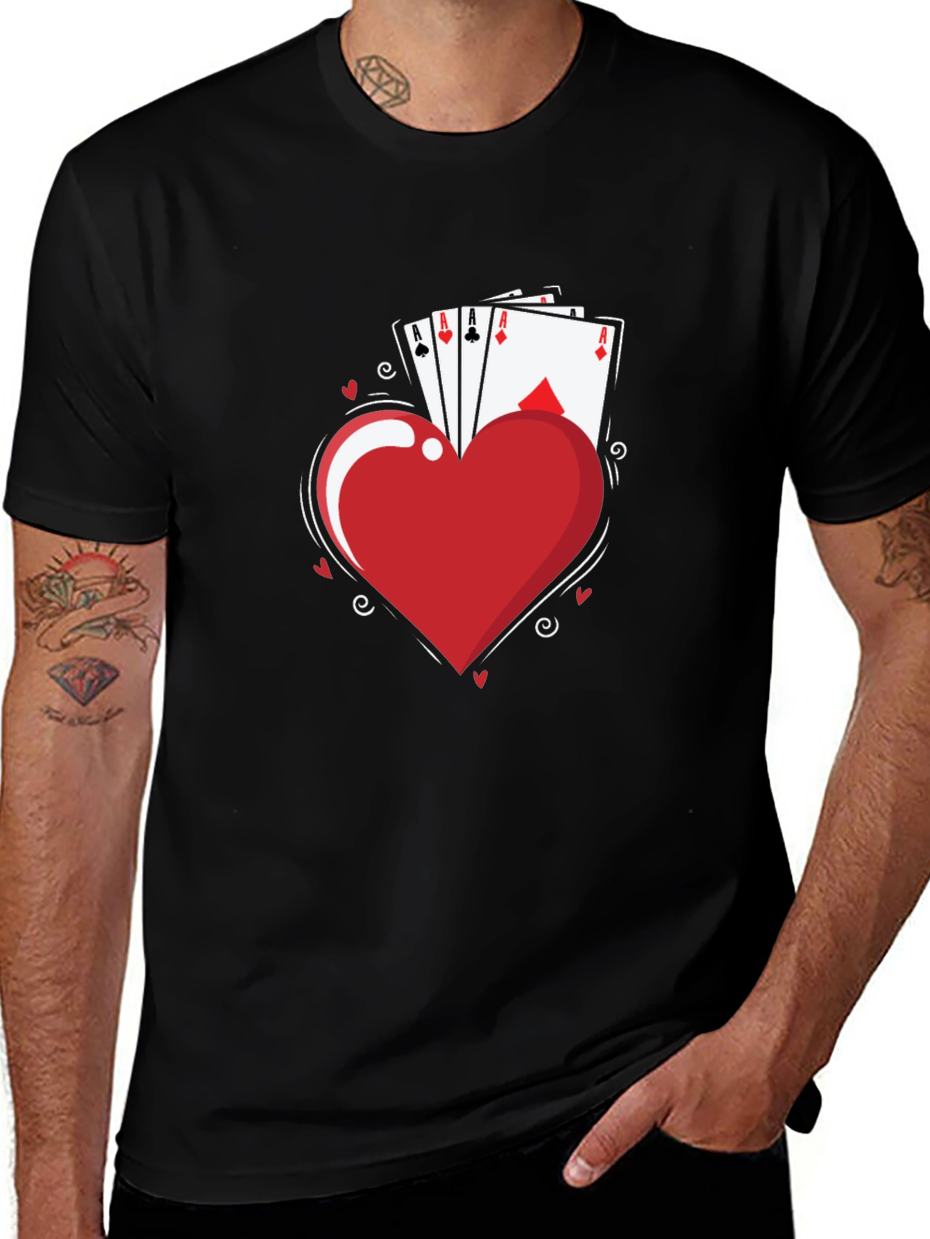 Variant 17 of Aces Heart T-Shirt - Lucky Hand Tee