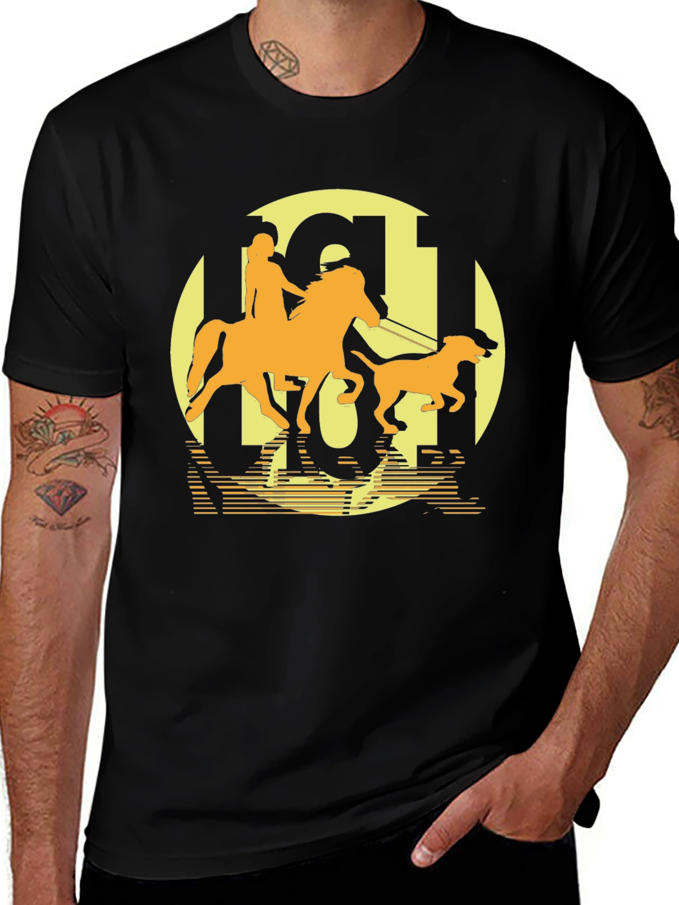 Variant 8 of Horse & Hound Graphic Tee - Western Style Black T-Shirt