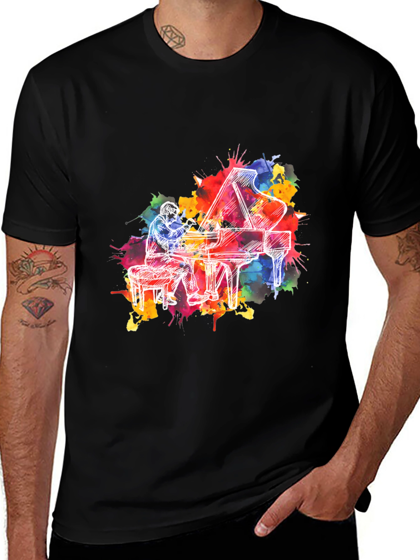 Variant 25 of Piano Player Graphic Tee - Colorful Music Shirt