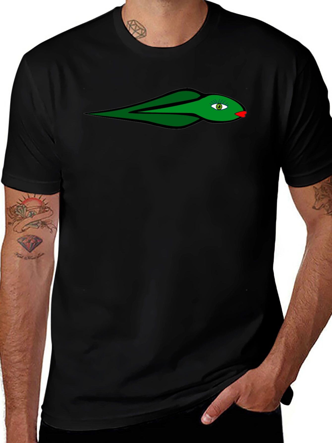 Variant 4 of Black T-Shirt with Green Snake Design